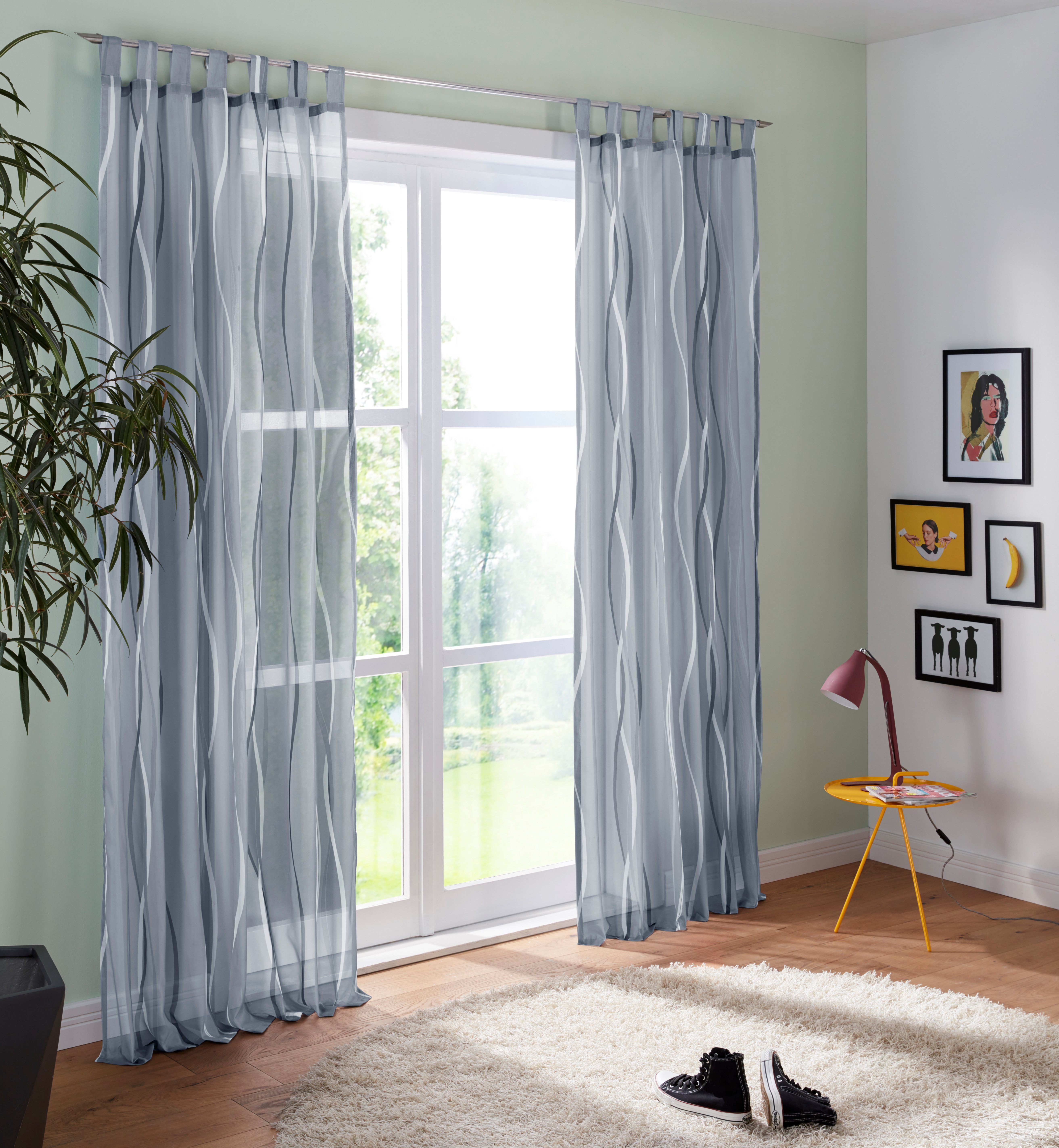 Voile, Dimona, transparent, Gardine 2er-Set, Schlaufen my home, St), (2 silbergrau Wellen Voile, Polyester,