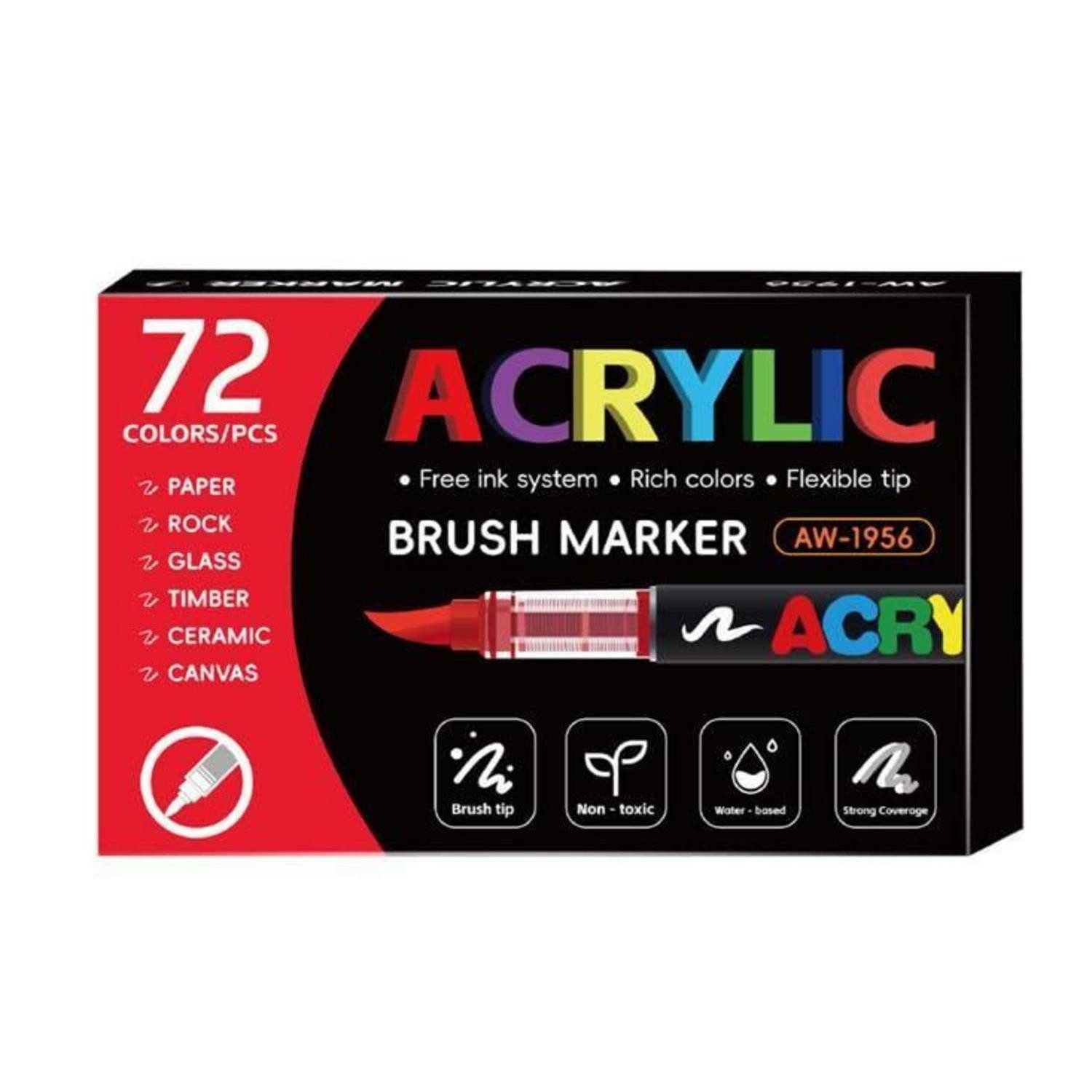 LuxusKollektion Marker Acrylstifte 72 Farben Pinselspitze Wasserfest
