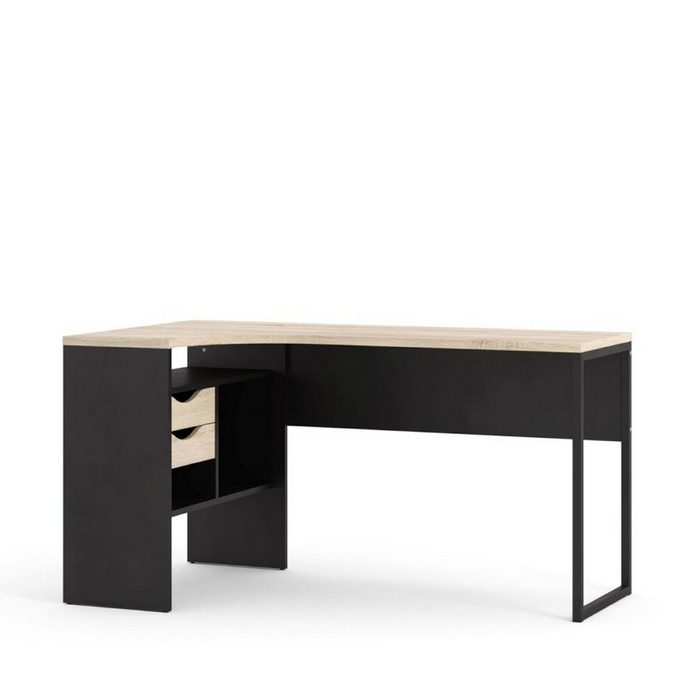ebuy24 Schreibtisch Fula Schreibtisch matt schwarz und Eiche Struktur.