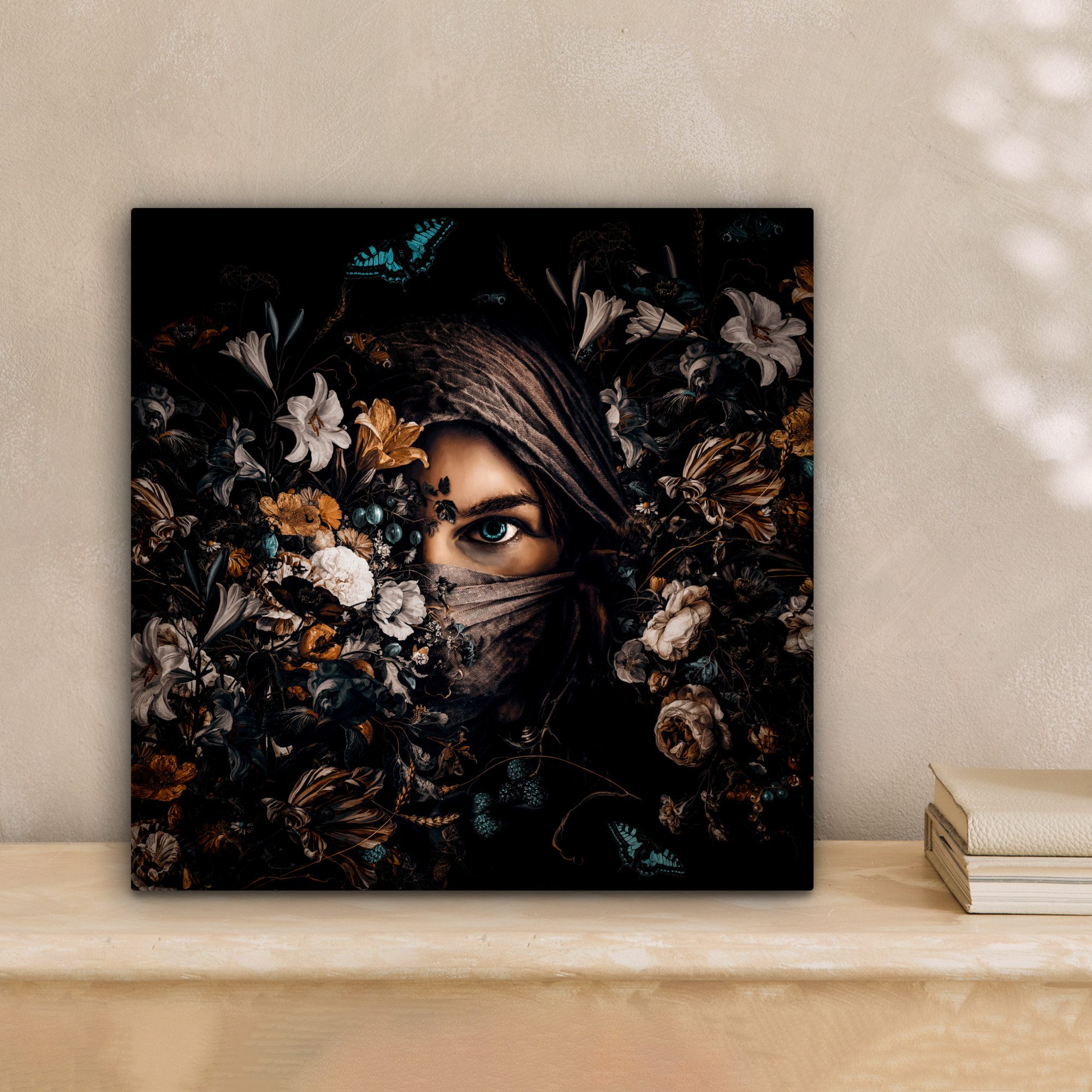 OneMillionCanvasses® Leinwandbild Frau - Luxus - Blumen - Schmetterling - P günstig online kaufen