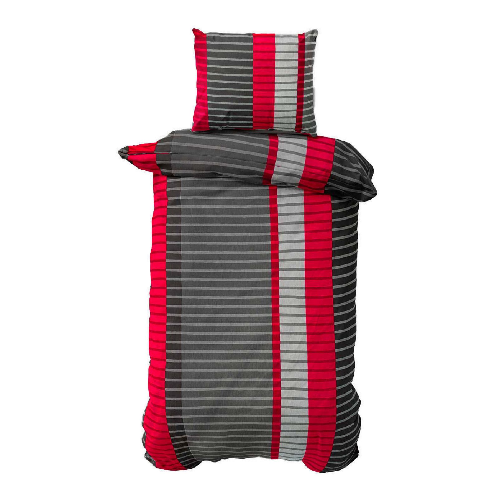 CLASS HOME COLLECTION Bettwäsche Renforce Bettbezug 135x200 155x200 200x200 200x220 Wind Rot, 100% Baumwolle, 3 teilig, 100% Baumwolle, angenehmes Hautgefühl, gestreift, modern, rot