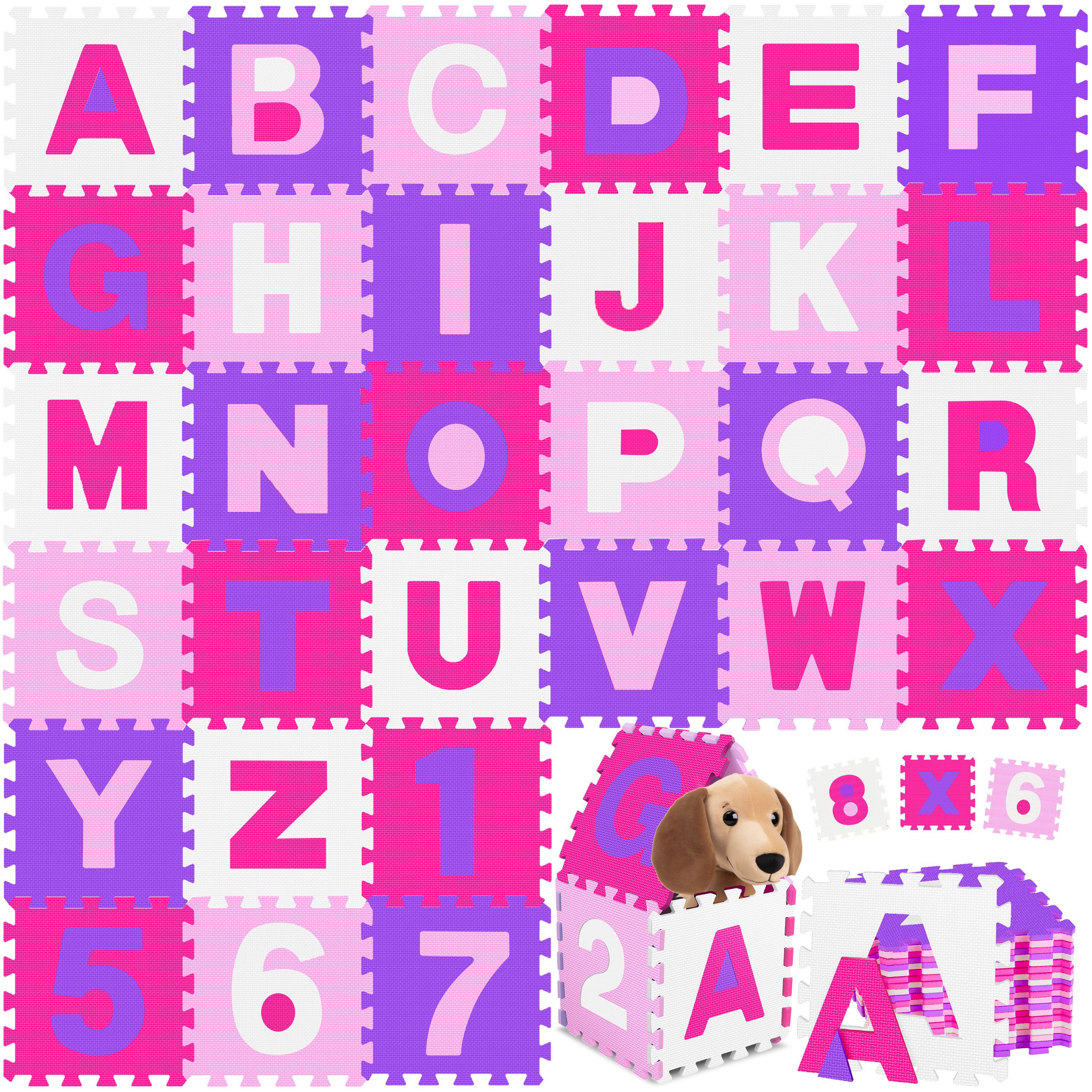 KIDIZ Steckpuzzle, 86 Puzzleteile, 86 teilige Puzzlematte Kinder Spielteppich Spielmatte rosa