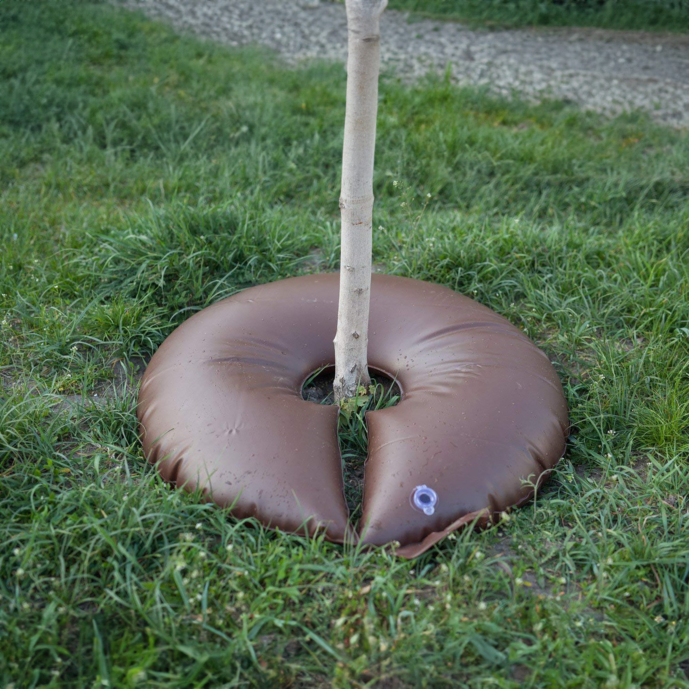 Spetebo Bewässerungsschlauch Kunststoff Bewässerungsbeutel 90 cm braun - 55 L, versorgt Bäume und Pflanzen bis zu 5 Stunden mit Wasser, (Stück, 1 St., Bewässerungsring), Bewässerungsring für Bäume und Pflanzen