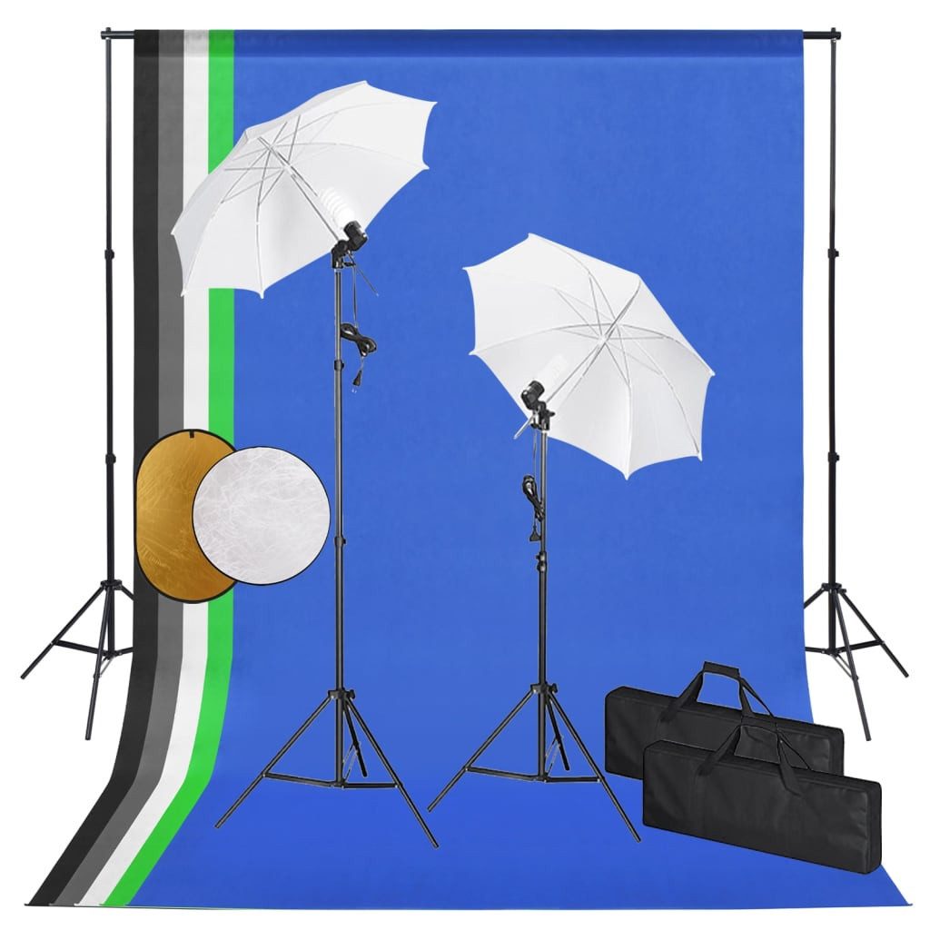vidaXL Fotostudio-Box Fotostudio Set mit Leuchten Schirmen Hintergrund Reflektor