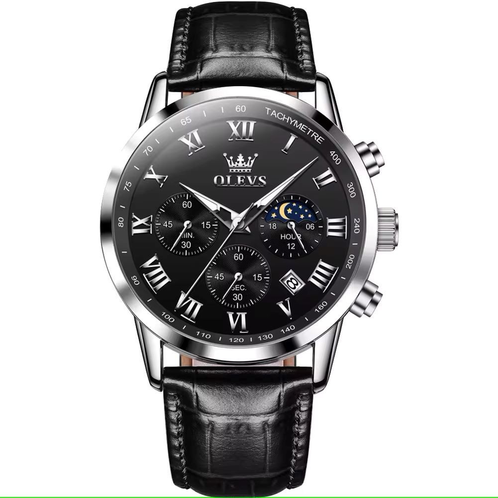 Quarzuhr OLEVS Luxus Herrenuhr Chronograph Tag & Nacht Anzeige Quartz-Uhr