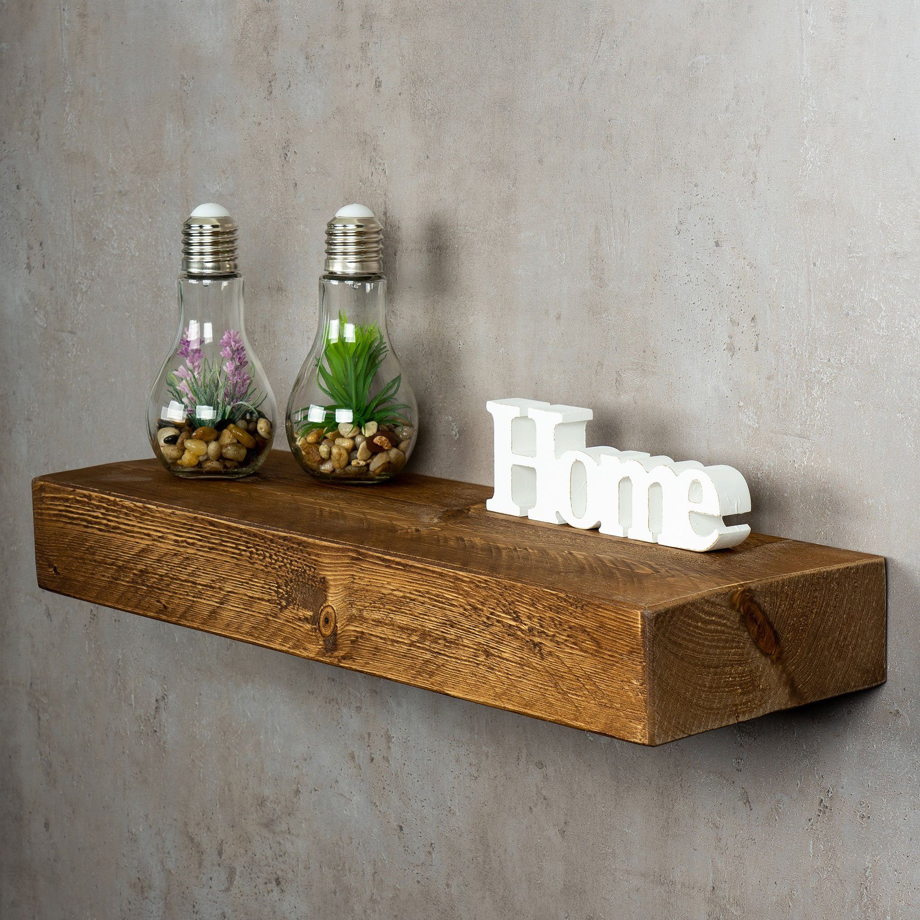 Levandeo® Wandregal, levandeo Wandregal Holz Massiv 60x20cm Nussbaum Farbig günstig online kaufen