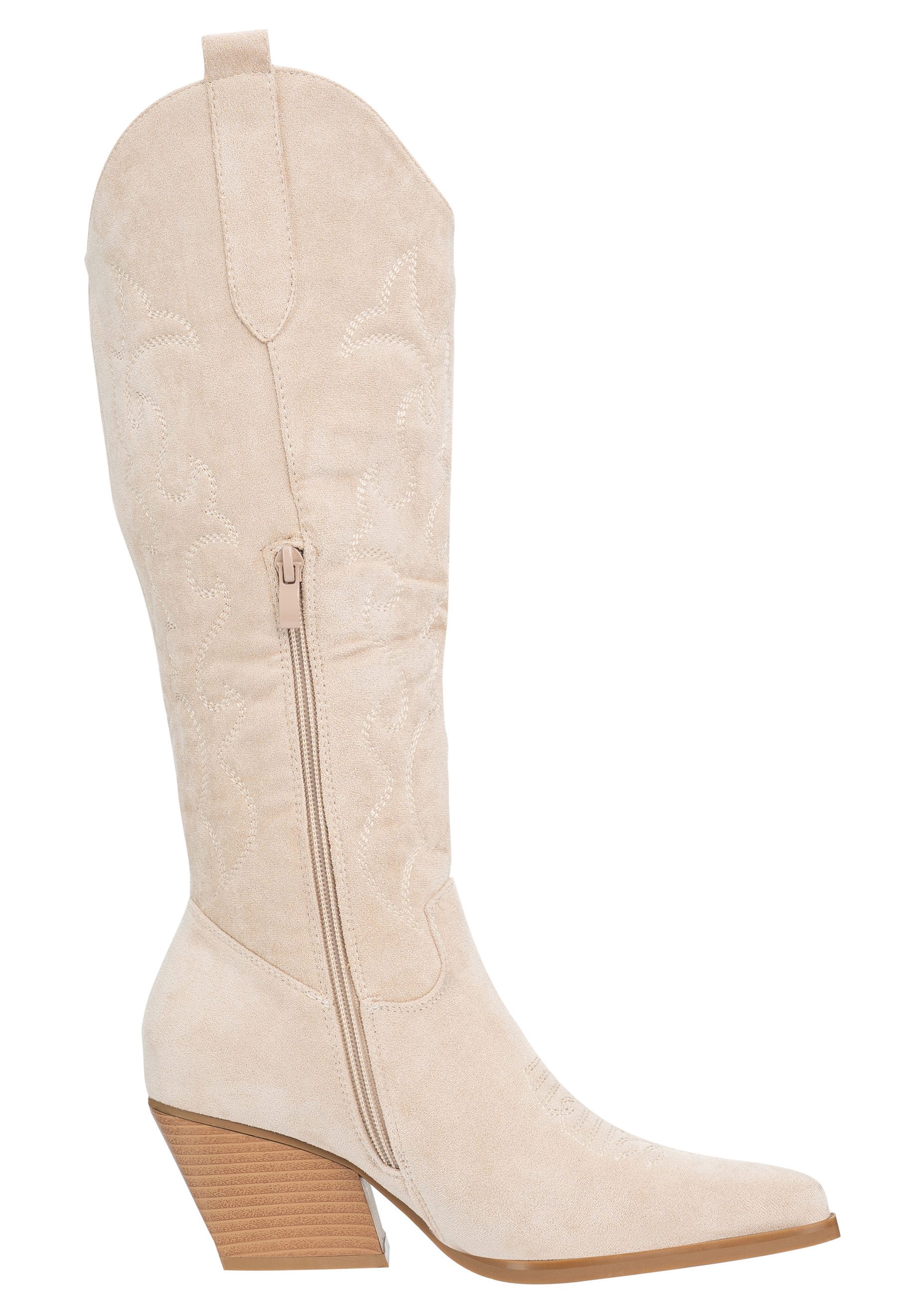 Salinyang Damen Cowboy Boots in Wildlederoptik mit Western Stickerei Cowboystiefel