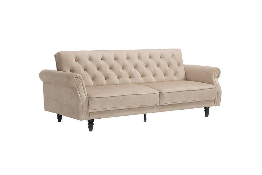 riess-ambiente 3-Sitzer MAISON BELLE AFFAIRE 220cm champagner beige - Samt, Schlaffunktion, Einzelartikel 1 Teile, Federung & verstellbarer Rückenlehne – ideal  – Bild 2 von 5