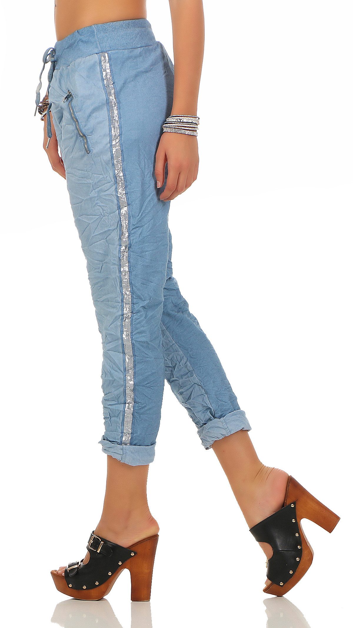 Mississhop Chinohose Trendige Jogger-Hose mit Print günstig online kaufen