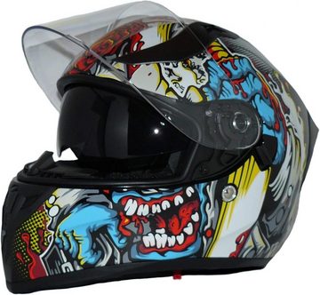 protectWEAR Motorradhelm Integralhelm (Robuster & Leiser Motorrad Helm, Kinn & Kopf Belüftung), mit integrierter Sonnenblende und klappbarem Visier V128-MU