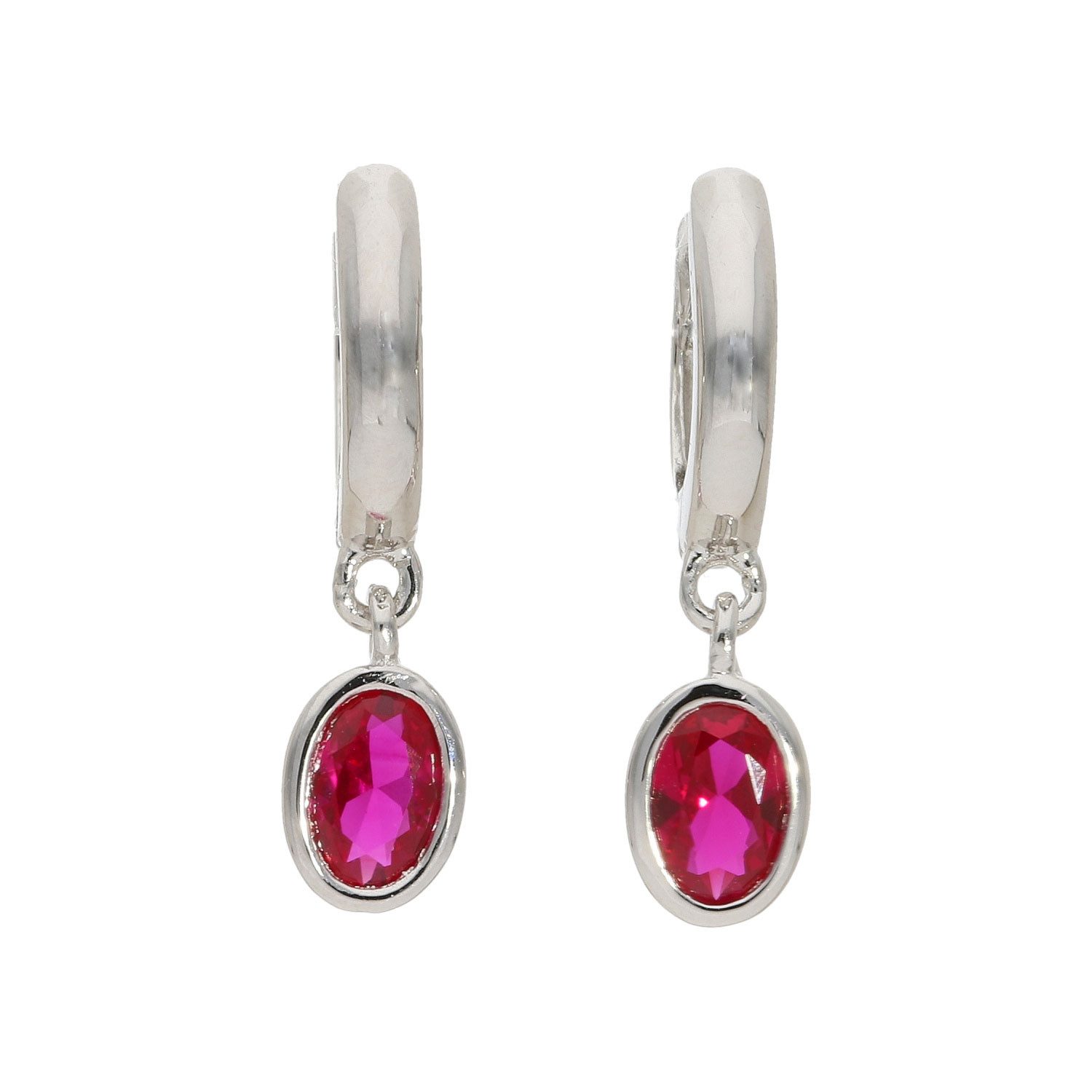 JuwelmaLux Paar Creolen Creolen Silber 925 Zirkonia Rot Oval JL10-06-3798 JuwelmaLux (kein Set, 2-tlg., inkl. edelm Schmucketui)