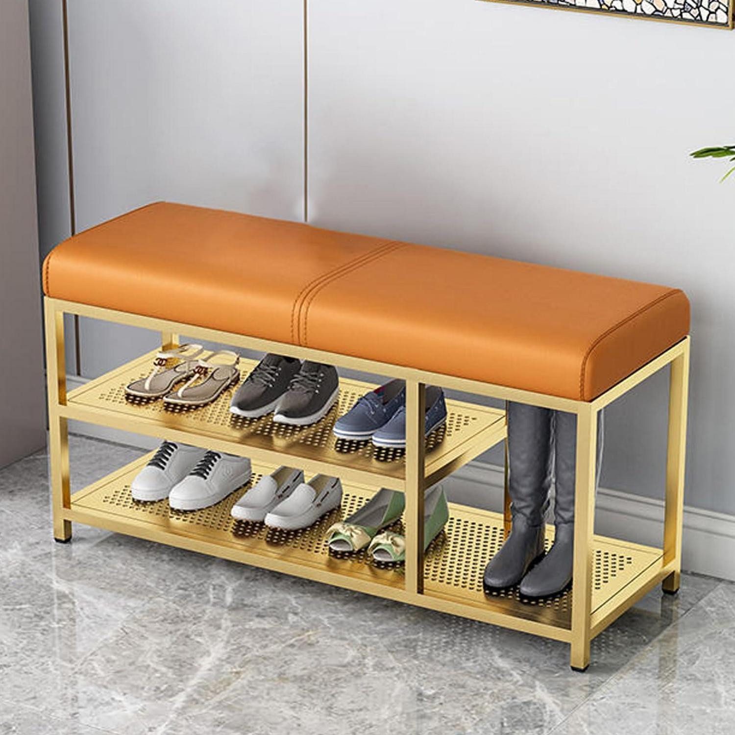 LuxusKollektion Schuhbank Schuhbank Metall Gold 80x32x45cm (1-St)