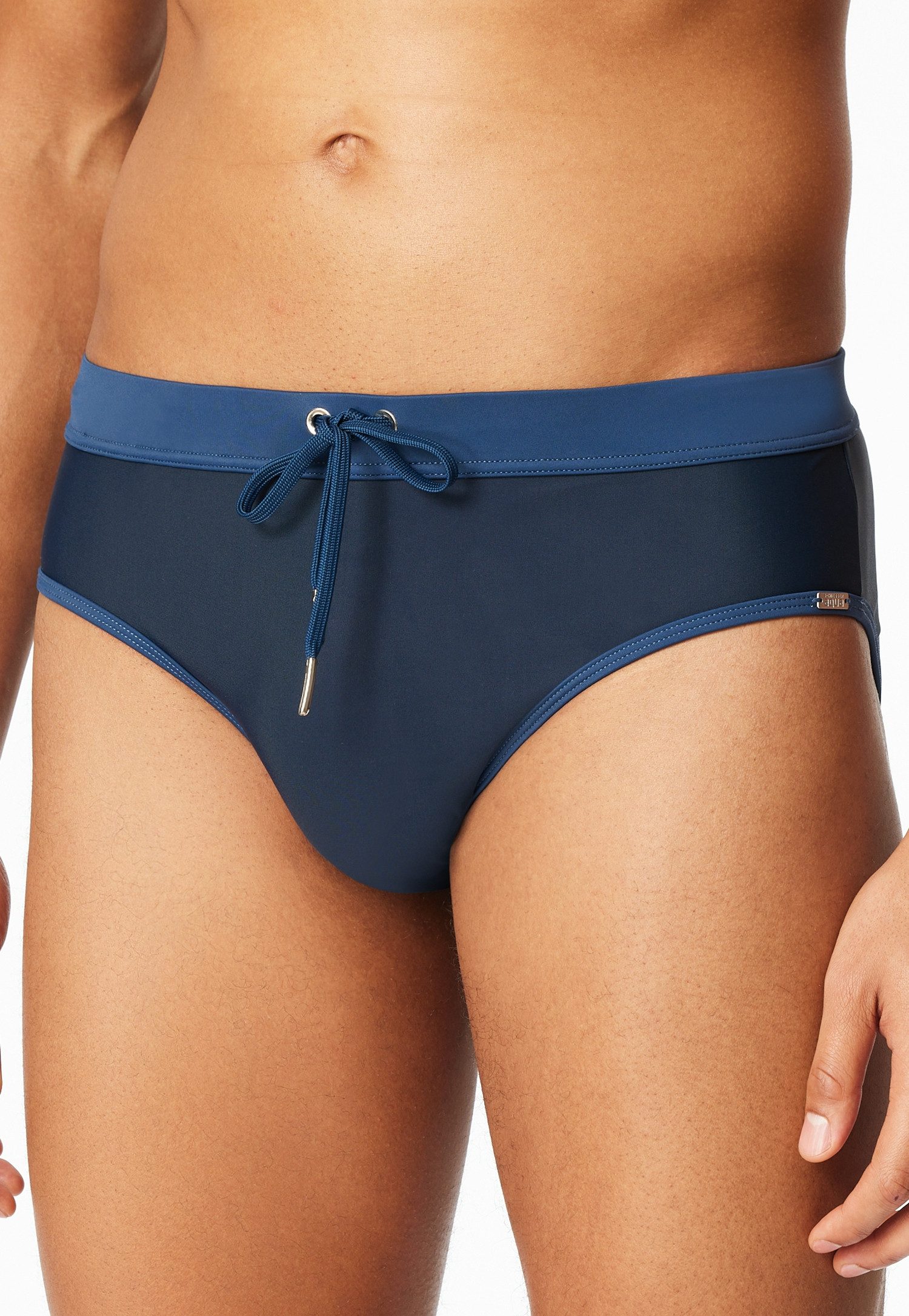 Schiesser Badeslip Aqua kontrastfarbener Bund mit Kordel