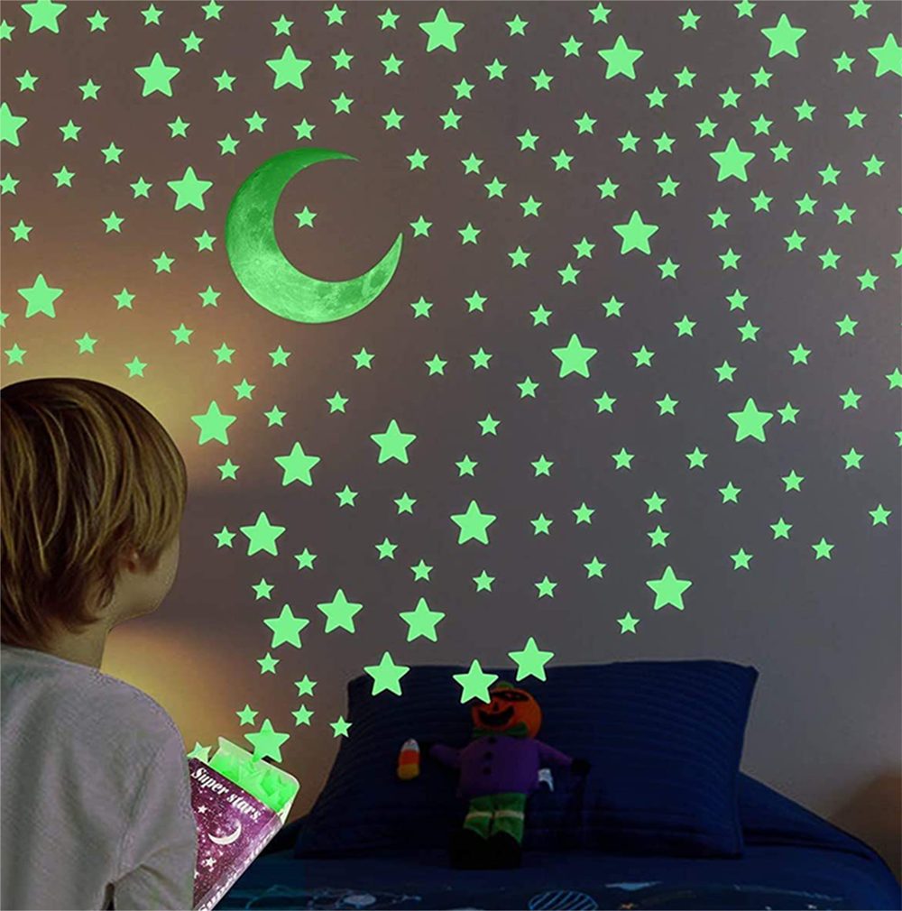 Agger Wandsticker 402 Stück Glühende Wandaufkleber,realistische,für Decke und Wände (402 St), DIY-Klebesticker,Sternenhimmel-Dekoration,Leuchtende Stern