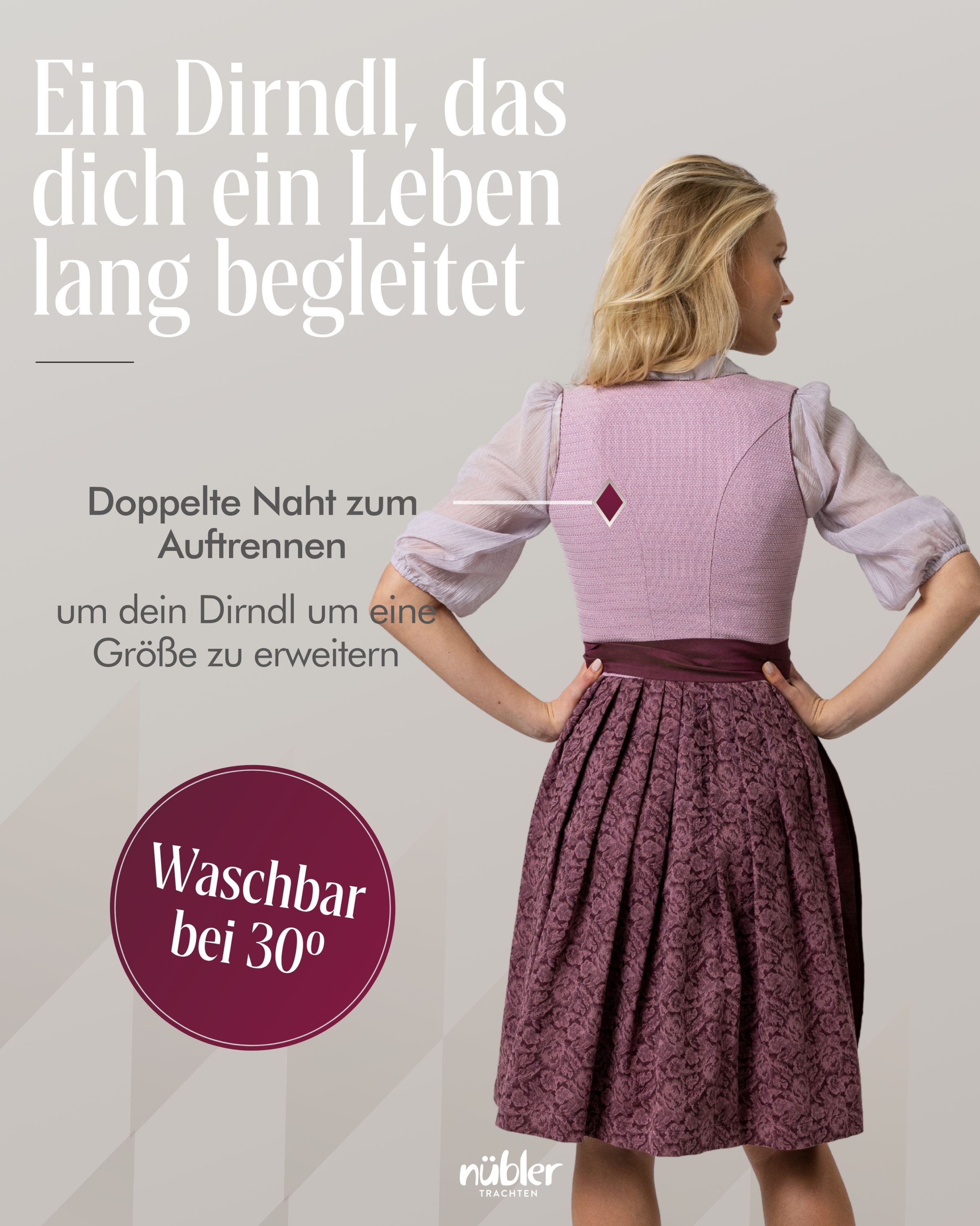Nübler Dirndl Mini Dirndl Kaja in Lavendel von Nübler - Rocklänge 60 cm