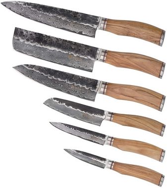 Wakoli Gemüsemesser Wakoli Officemesser I 9 cm Klinge I Olivenholzgriff und Hammerschlag