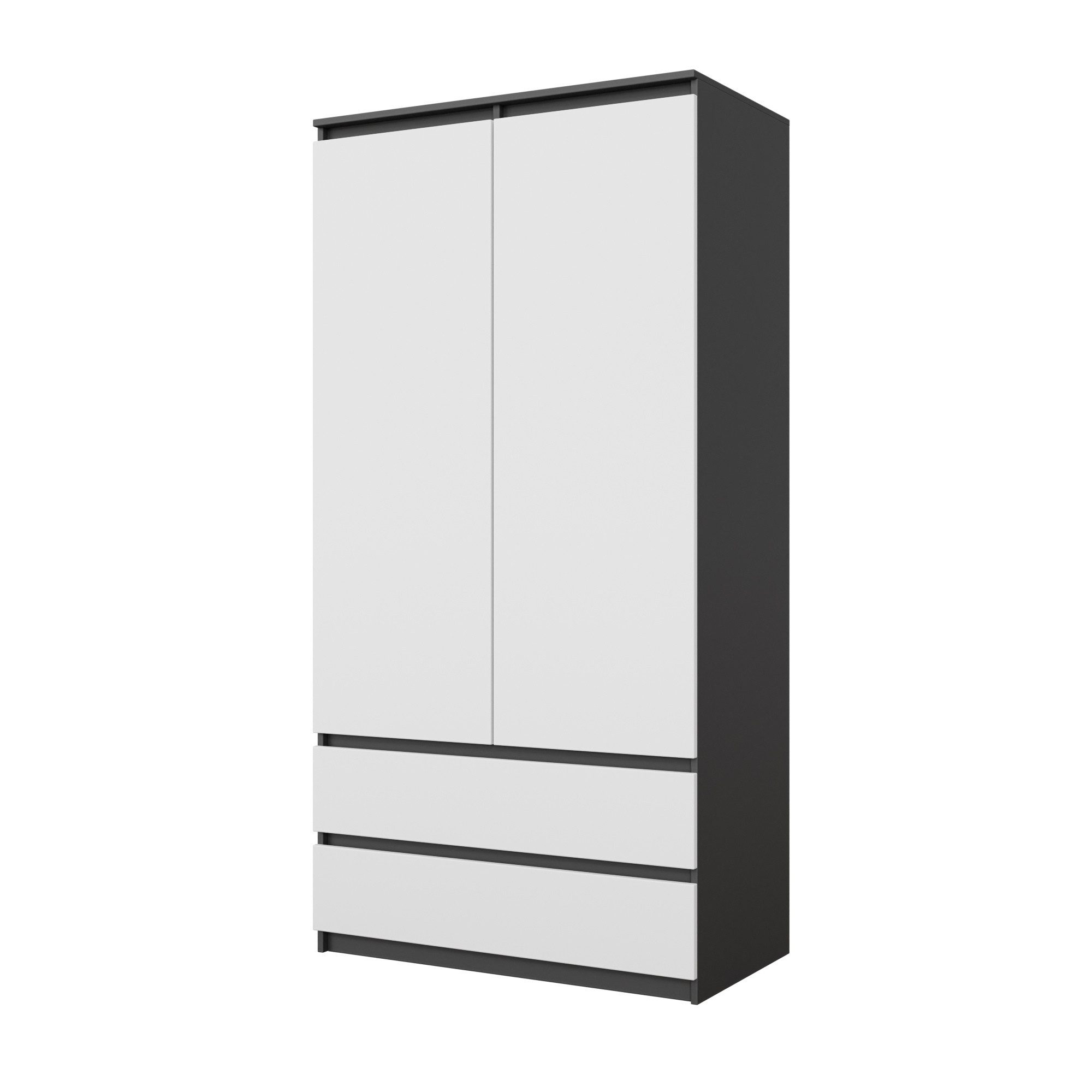 Furnica Kleiderschrank Garderobenschrank, 2 Türen und 2 Schubladen H180 x B90 x T50cm