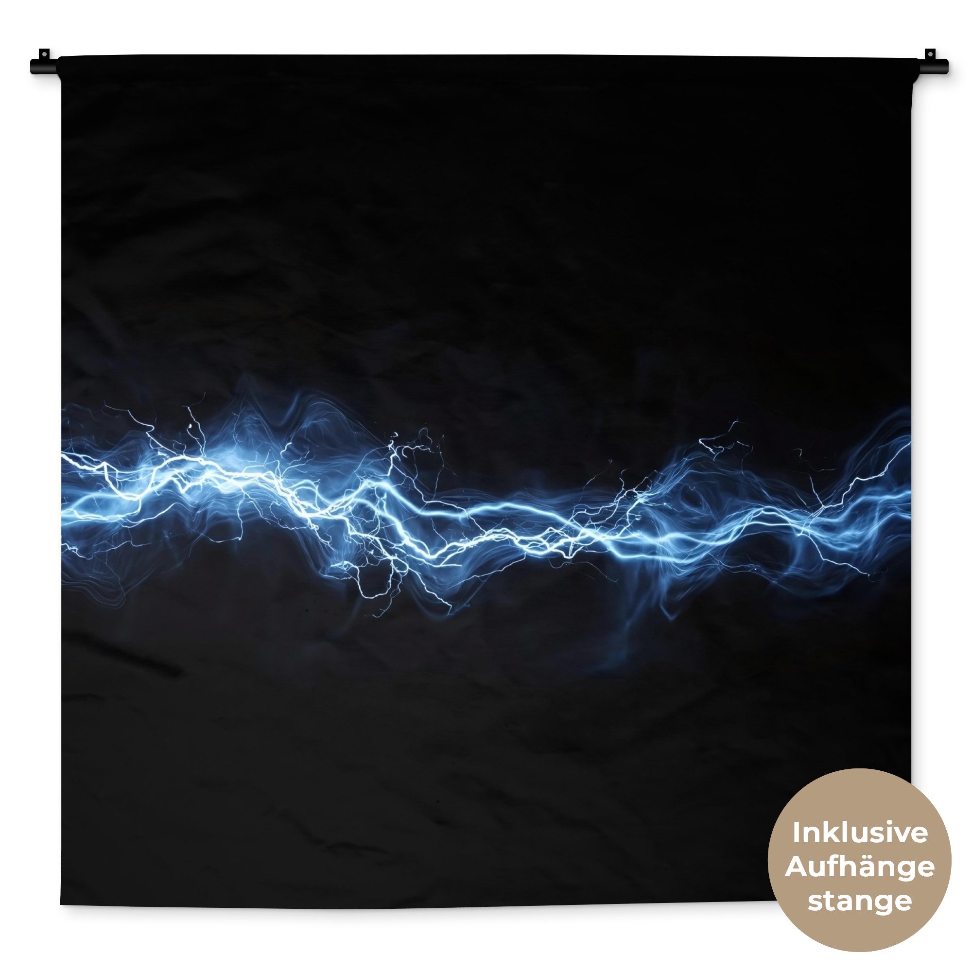 MuchoWow Wandteppich Spiele - Blitzlicht - Blau - Energie, Quadratisch, Höhe: 3 mm, Wandtuch, Wanddekoobjekt, 120x120 cm