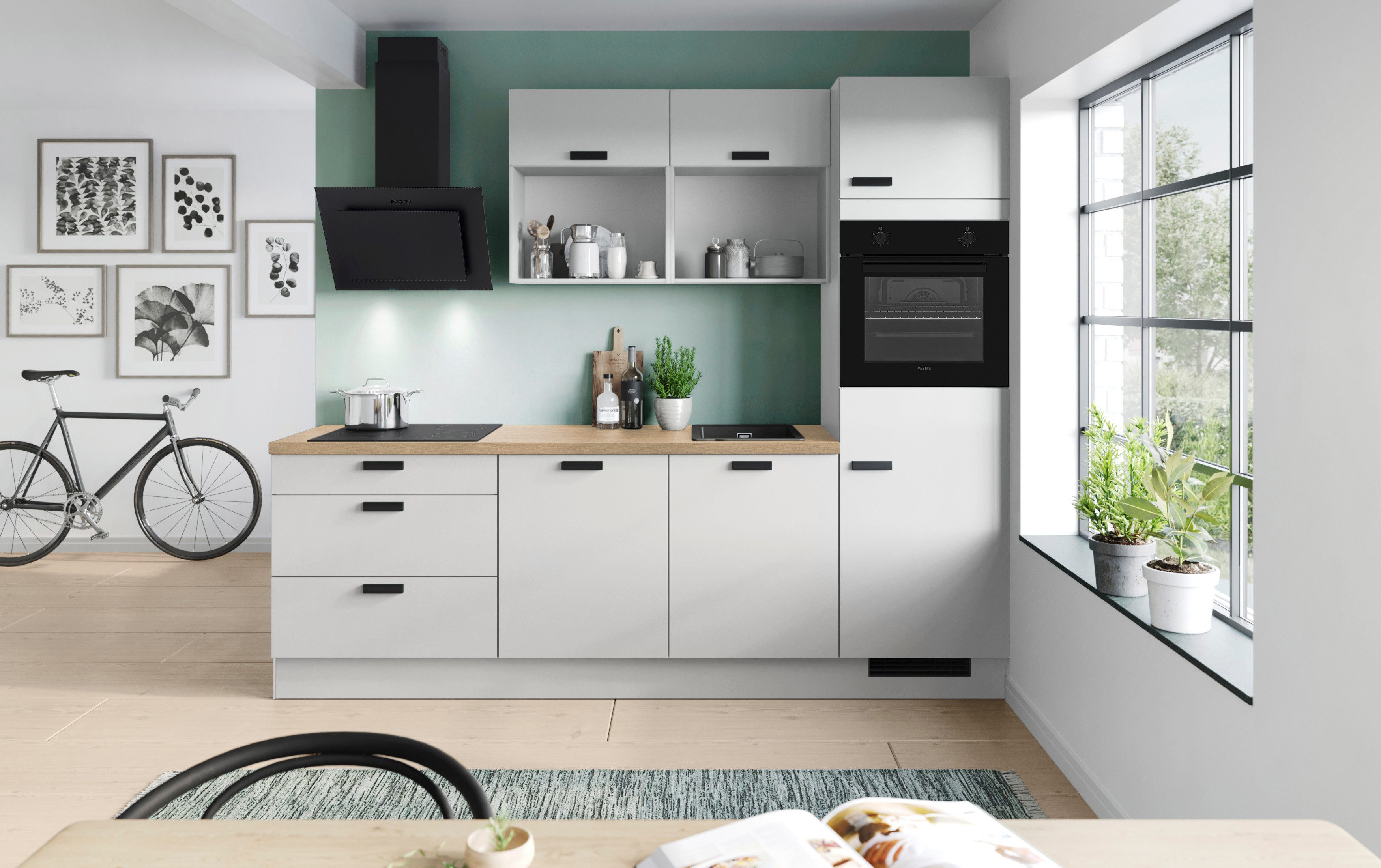 IMPULS KÜCHEN Küchenzeile "Breslau", Ausrichtung wählbar, Schubkästen mit Soft-Close, vormontiert, wahlweise mit E-Geräten, Breite 260cm