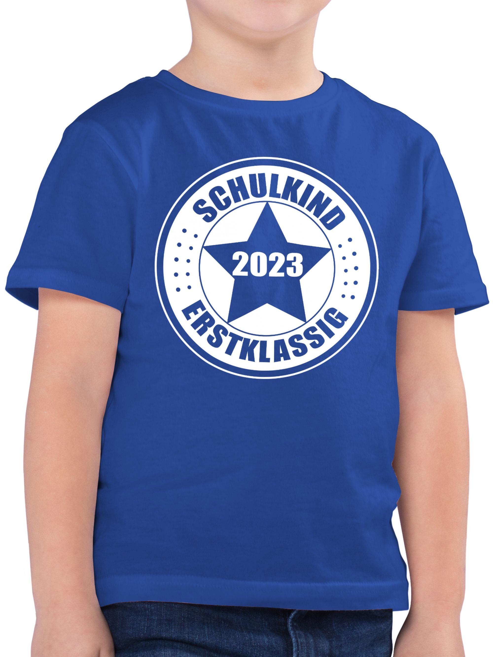 2023 Einschulung 03 T-Shirt Royalblau Schulanfang Geschenke Shirtracer Erstklassig - Schulkind Junge