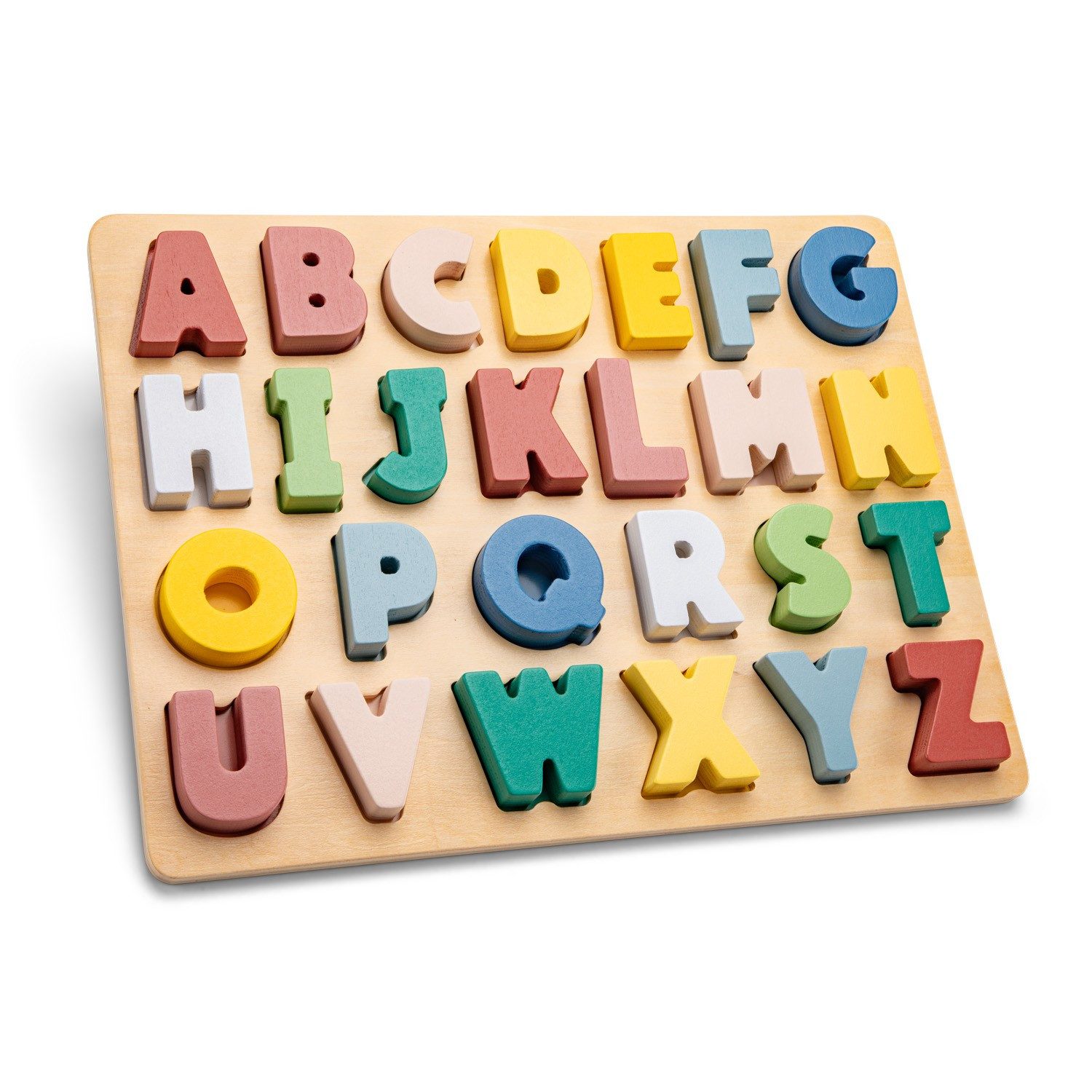 New Classic Toys® Steckpuzzle Alphabet Kinderpuzzle, Großbuchstaben pastell, ABC lernen, 26 Puzzleteile, FSC®-zertifiziert