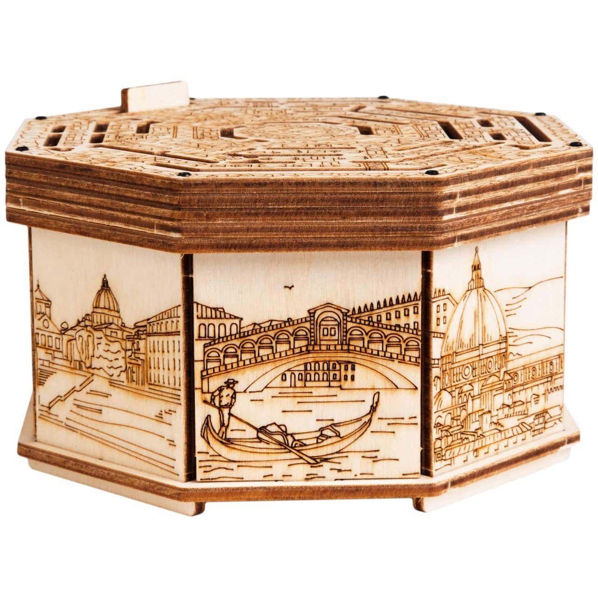 ROMBOL Denkspiele Spiel SECRET BOX THREE - 3D-Puzzle-Bausatz, Geschenkverpackung, Holzspiel