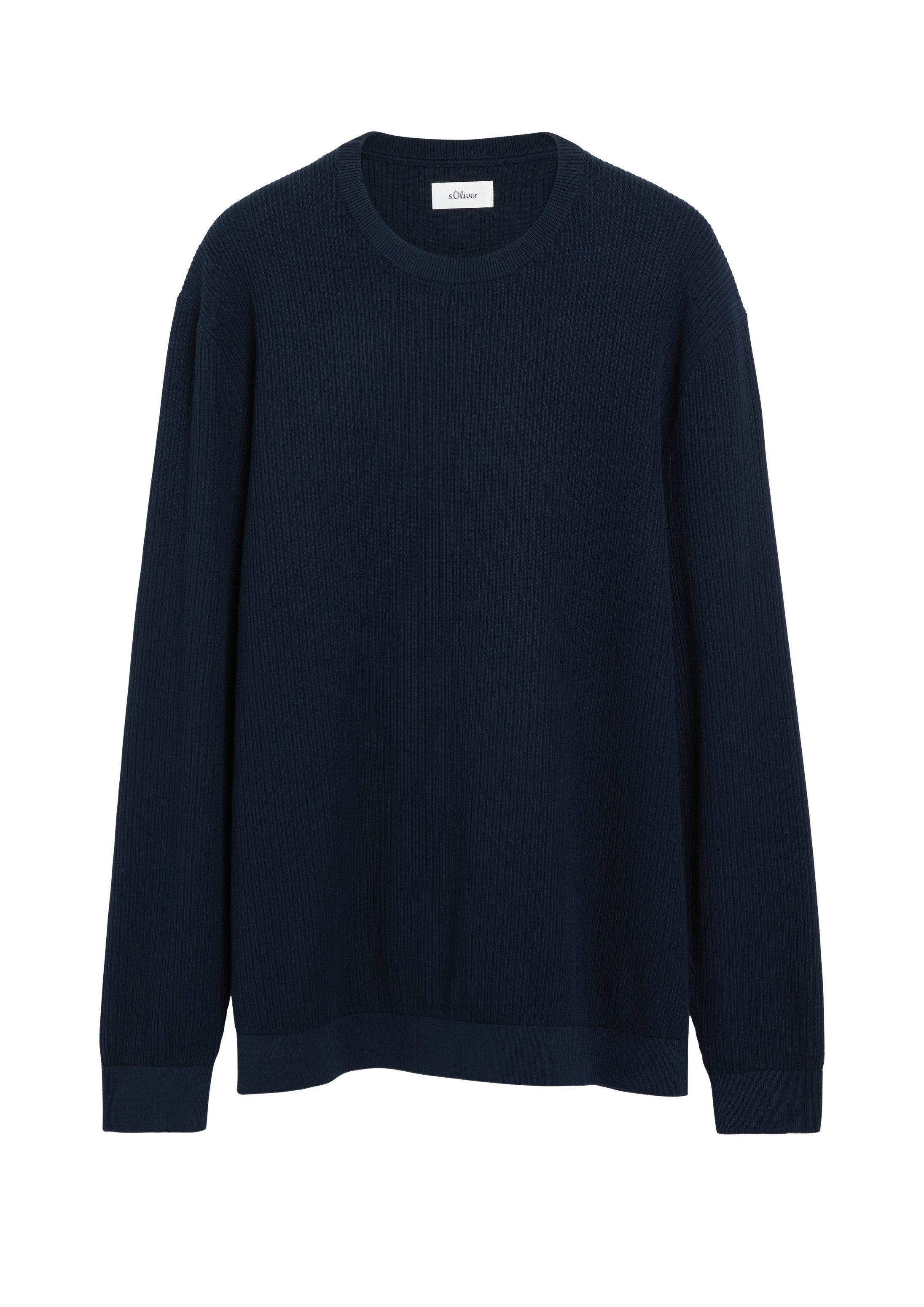 s.Oliver Longpullover Strickpullover Baumwollpullover mit Rippstruktur