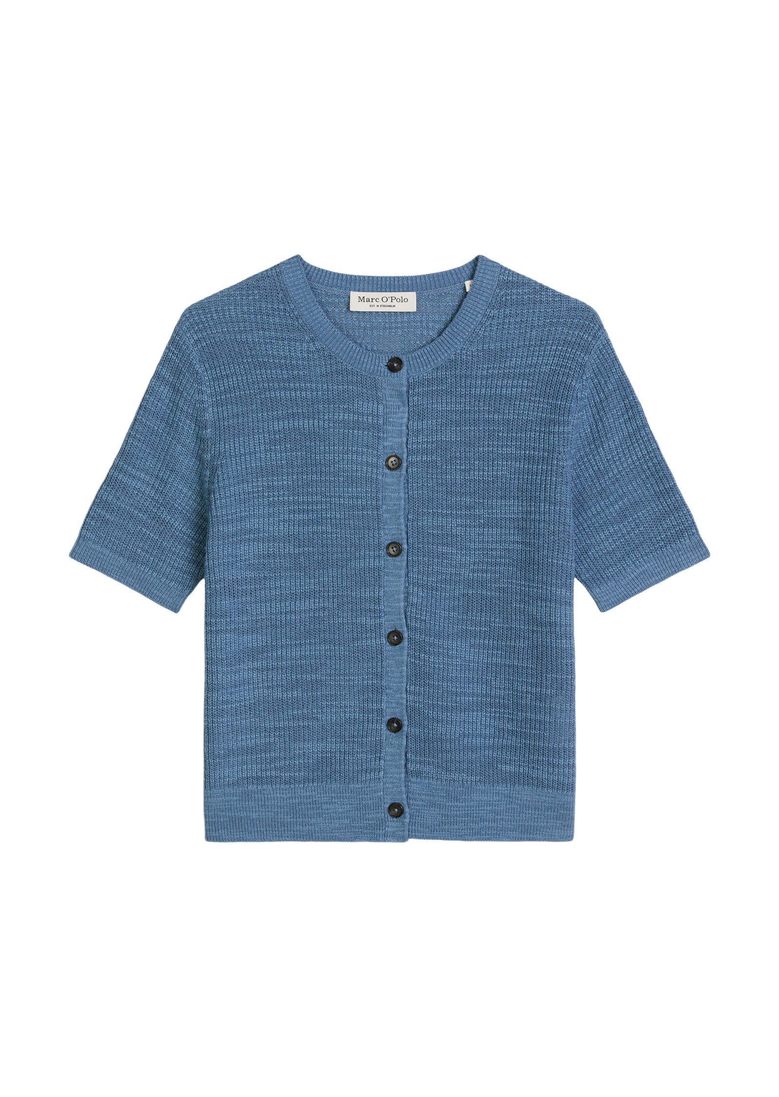 Marc O'Polo Strickjacke blau,Casual,Baumwolle,Strukturiert,Rundhals,Kurz,Casual Fit