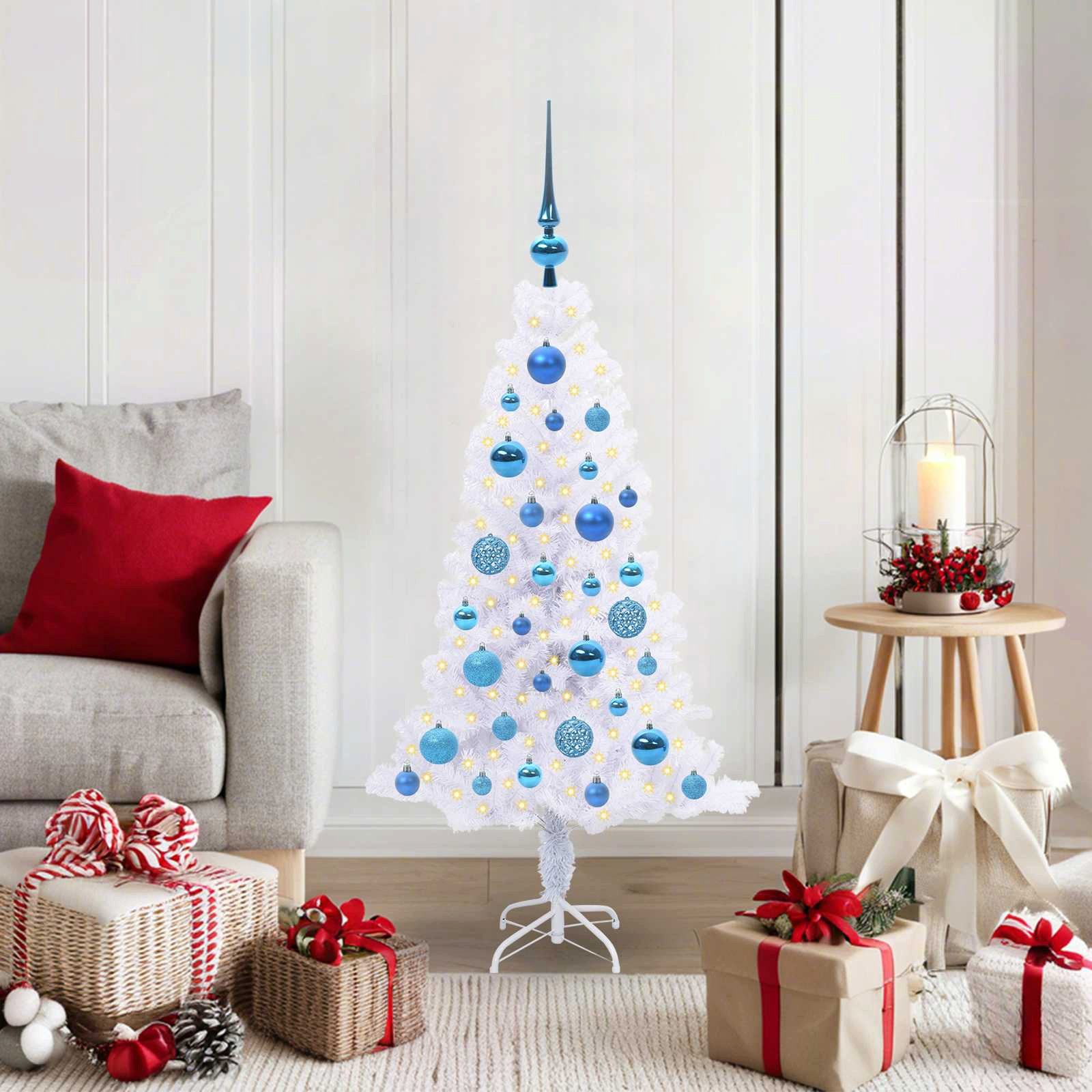 vidaXL Künstlicher Weihnachtsbaum Künstlicher Weihnachtsbaum Weiß 120 cm PVC und Stahl