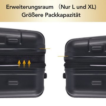 Flieks Trolleyset, 4 Rollen, (3 tlg), Hartschalen Trolley Koffer Set Handgepäck Volumenerweiterung