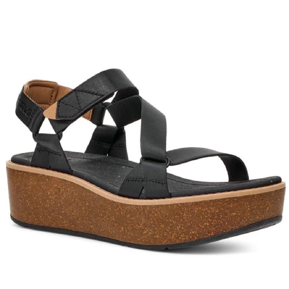 Teva Madera Wedge Damen Sandalen Plateausandalen Freizeit Leder 1151015 BLK Plateausandale Komfort