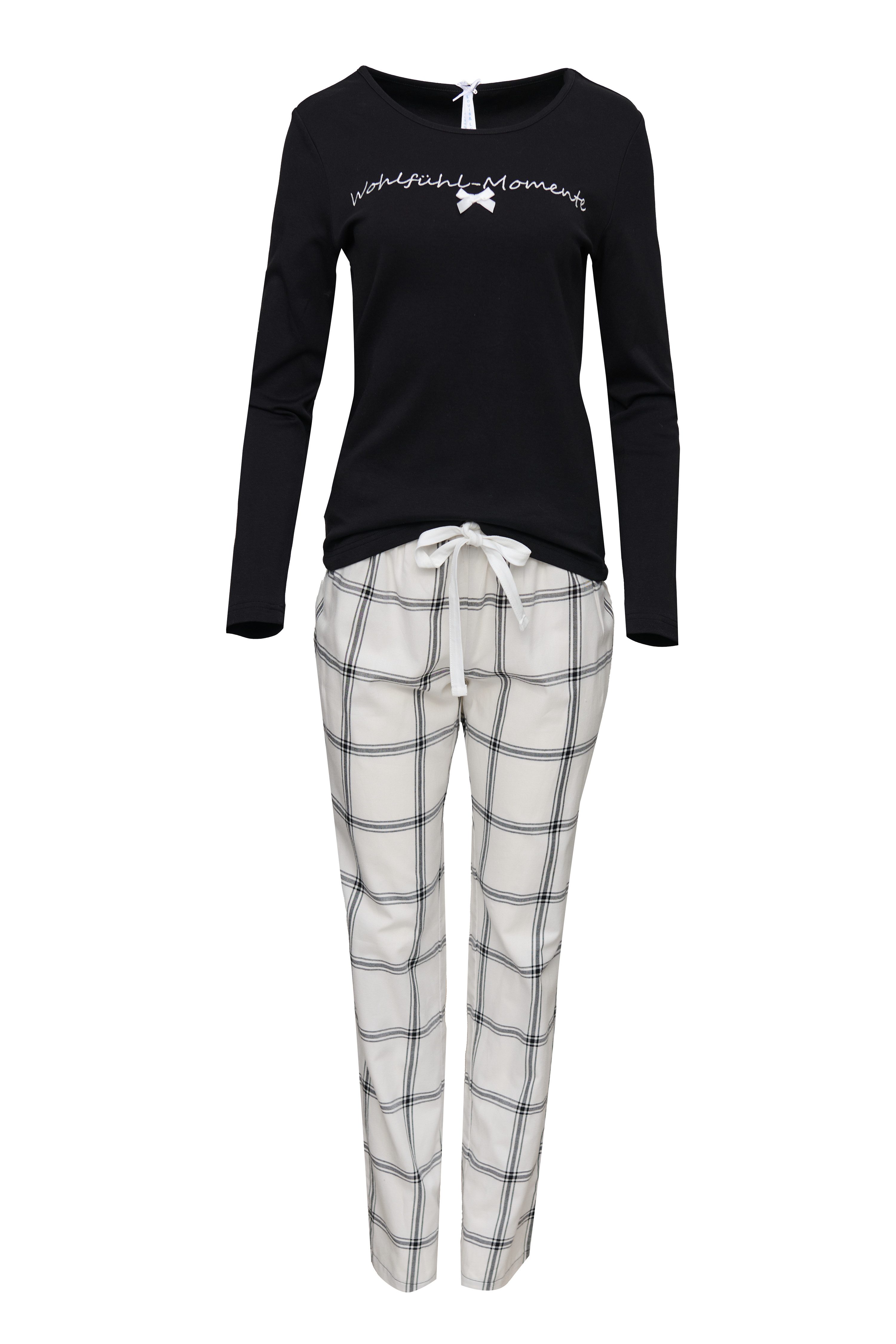 Louis & Louisa Pyjama Louis & Louisa Damen Pyjama Basic schwarz/flanell "Wo günstig online kaufen