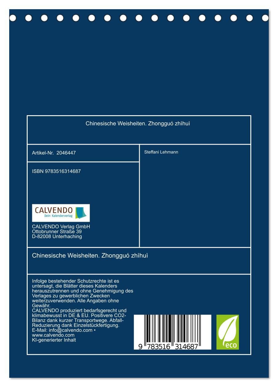 CALVENDO Wandkalender Chinesische Weisheiten. Zhongguó zhìhuì (Tischkalender 2026 DIN A5 hoc