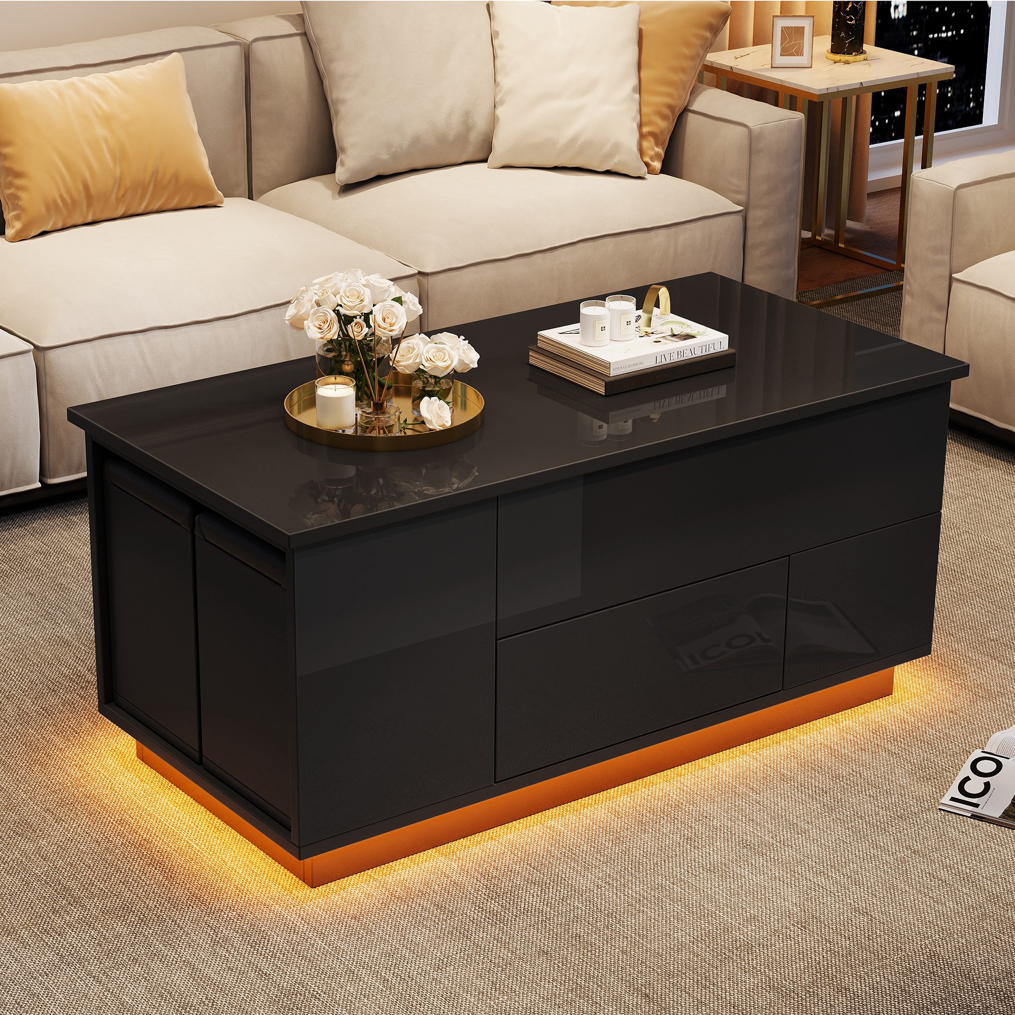 Merax Couchtisch 4-in-1 höhenverstellbar Sofatisch mit günstig online kaufen