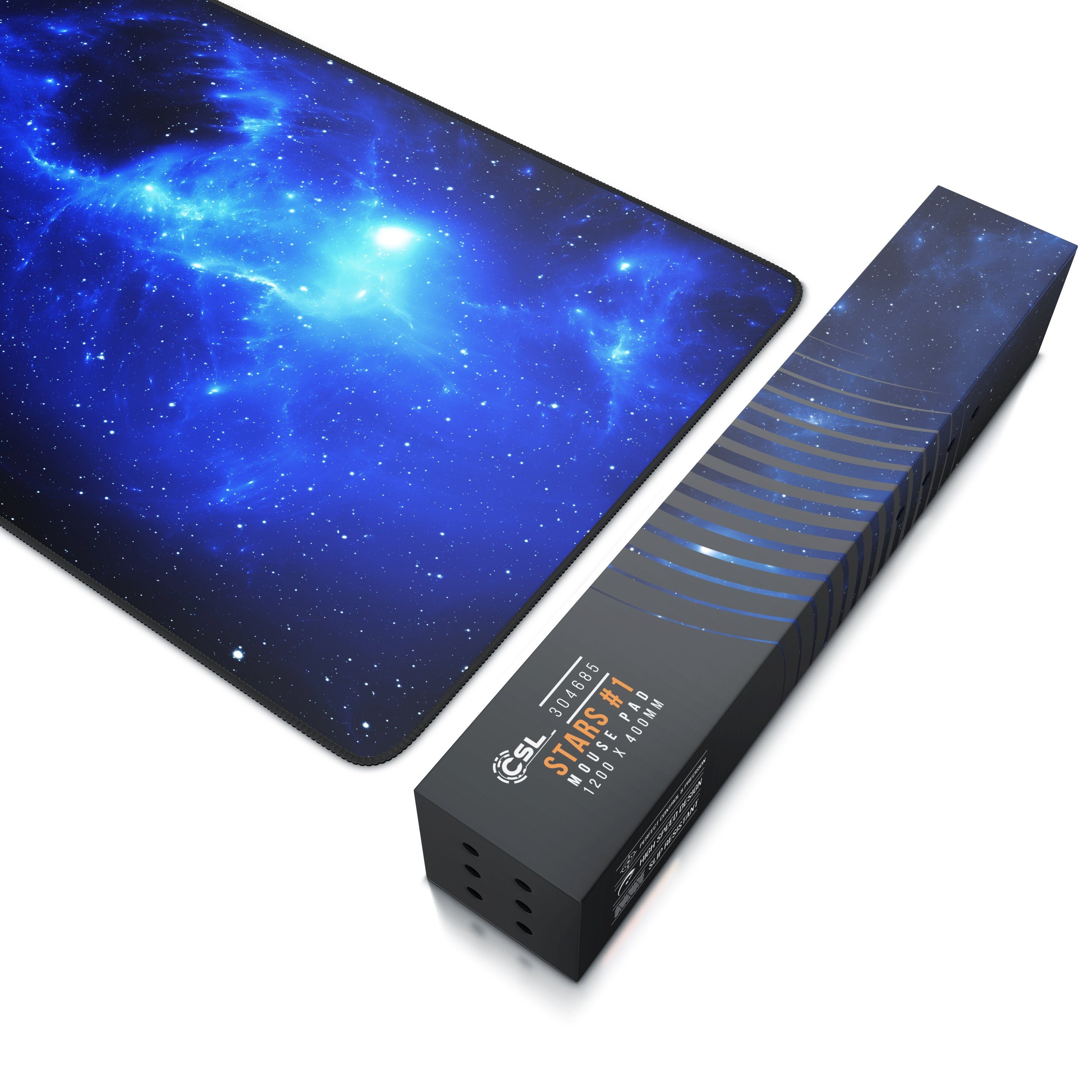 CSL Gaming Mauspad XXXL Speed Mousepad 1200 x 400 x 3 mm, große Tischunterlage (1-St), rutschfest, abwaschbar, Geschwindigkeit & Präzision, Space, Gaming – Bild 4 von 5