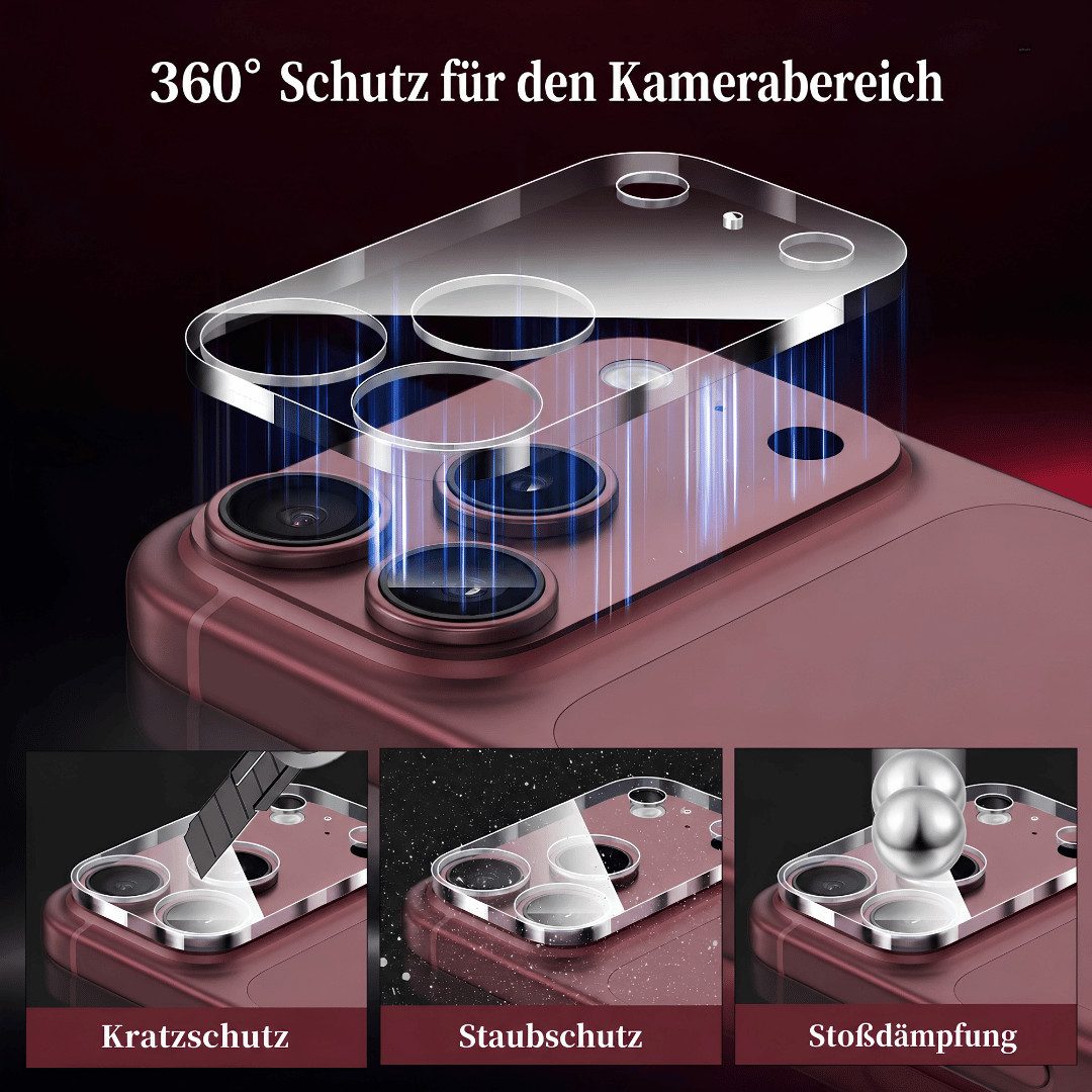 SmartUP Displayschutzglas 2x Schutzglas für Apple iPhone 18 Pro Display Kamera Panzerfolie Full für Apple iPhone 18 Pro, 4 Stück, Rundumschutz, passgenaue Verar – Bild 5 von 5