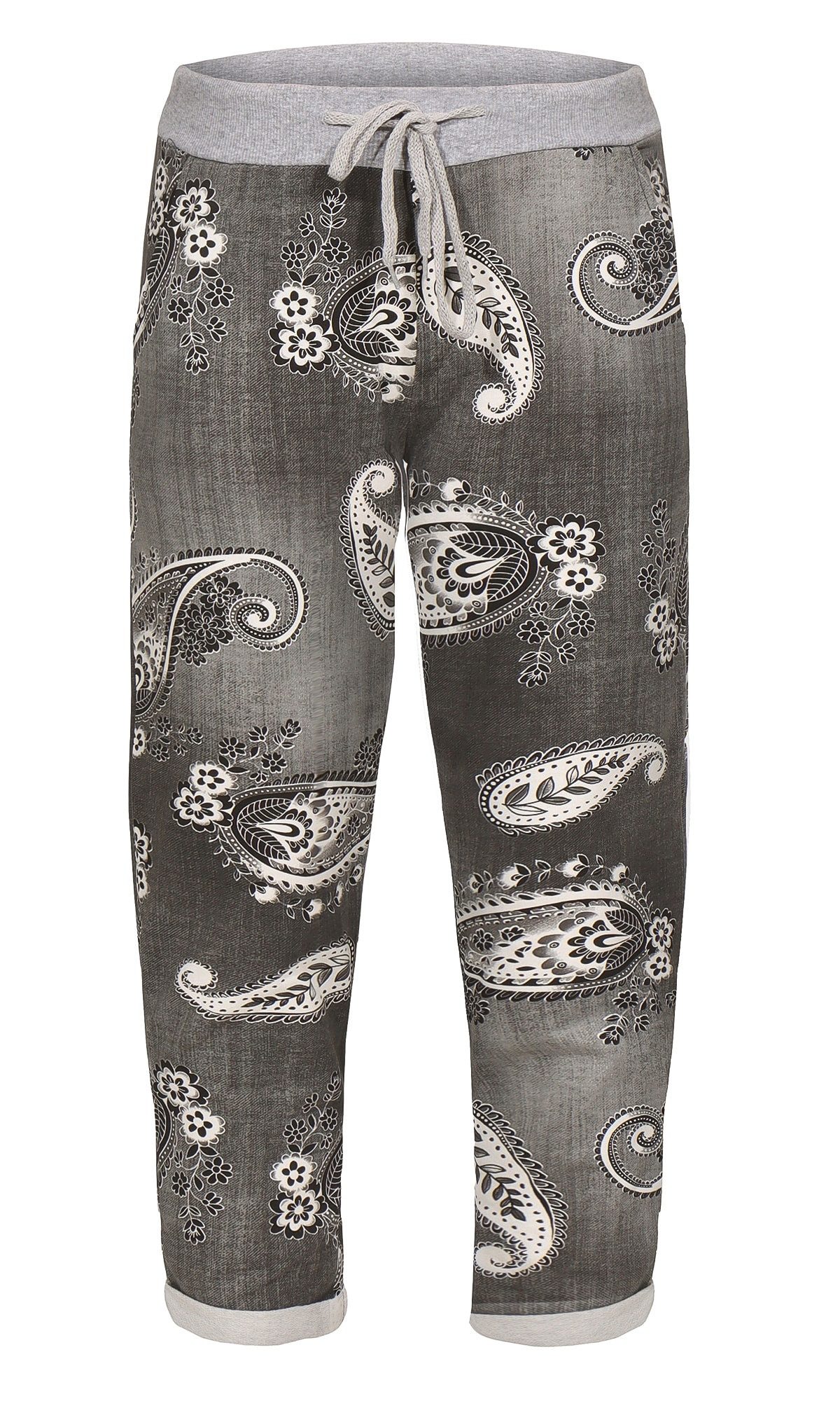 Aurela Damenmode Sweatpants Freizeithose leichte Damen Haushose in moderner Jeansoptik Größe 36-46, mit elastischem Bund und Schnürung