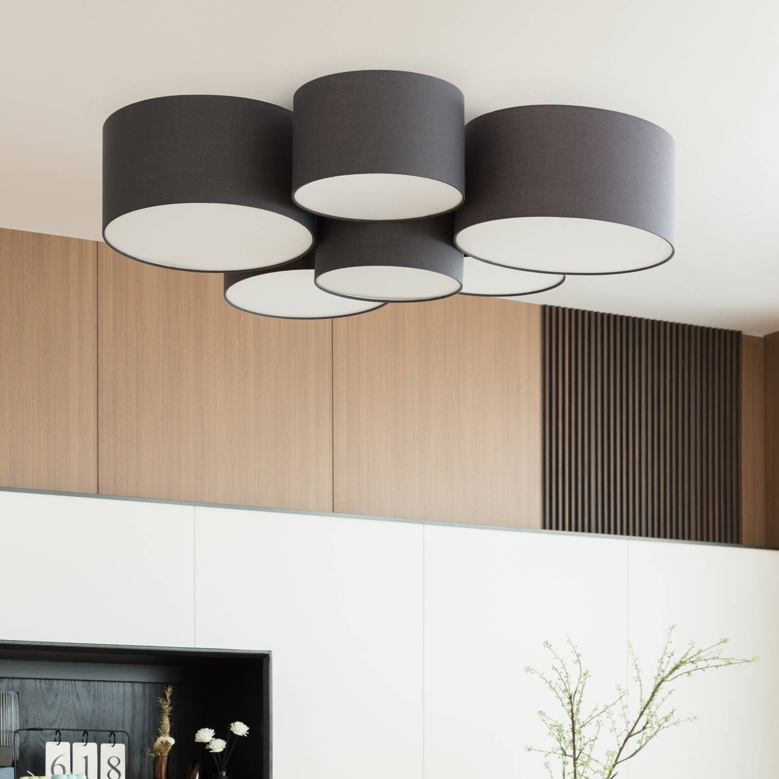 Lindby Deckenleuchten Maureka, Schwarz IP20, 6 x 15 W LED