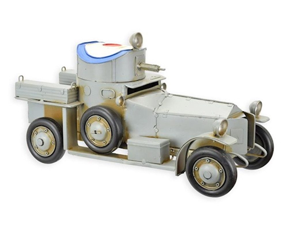 JS GartenDeko Sammlerauto Blechmodell Nostalgie Panzerwagen aus Erstem Weltkrieg Höhe 15,5 cm