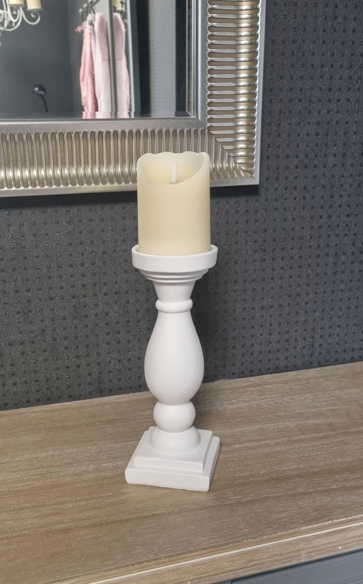 Ambiente Haus Kerzenständer - 26cm aus Polyresin weis Kerzenständer St) (1