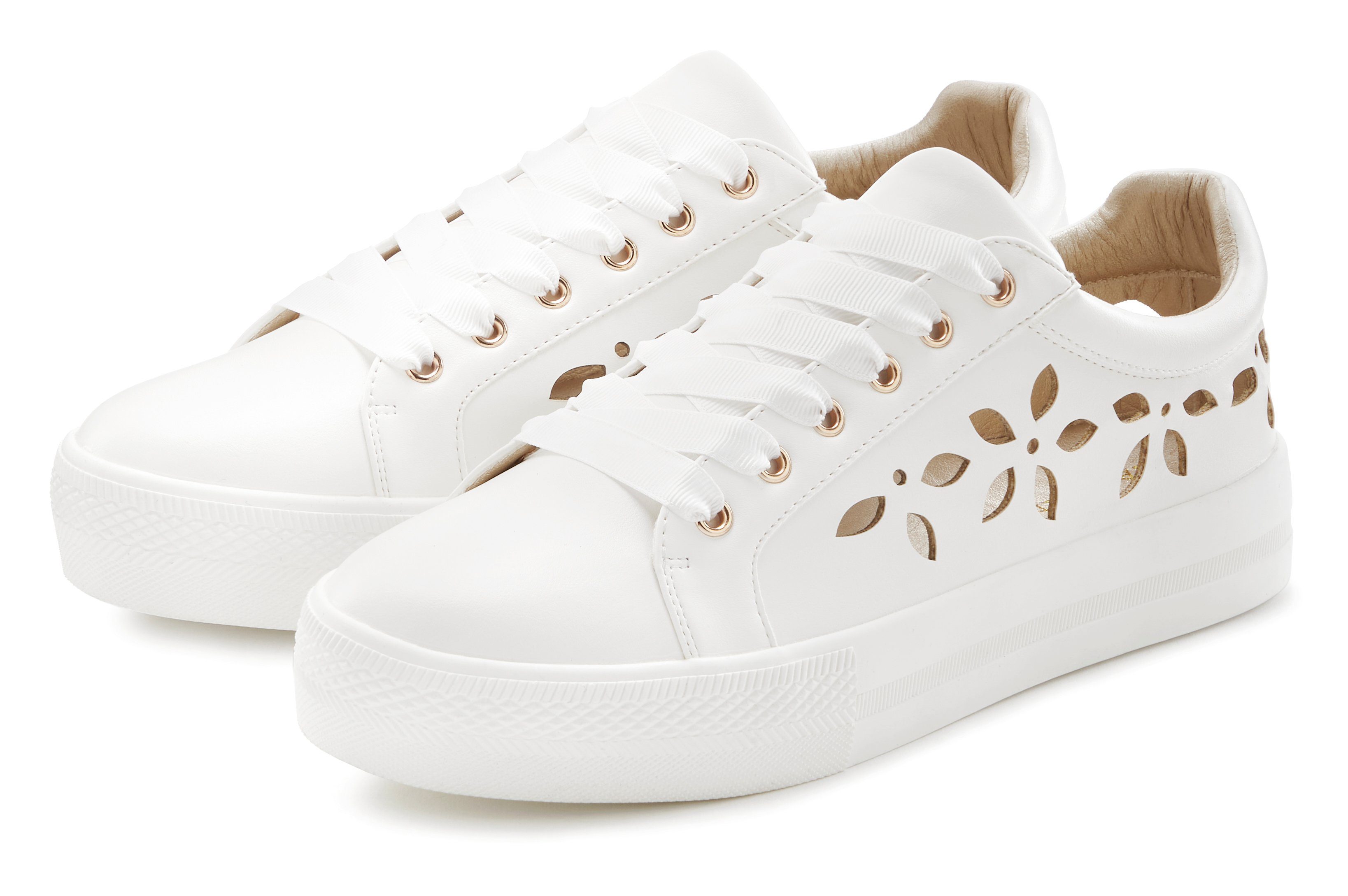 LASCANA Sneaker mit kleinen Cut-Outs, Schnürhalbschuhe, Freizeitschuhe VEGAN