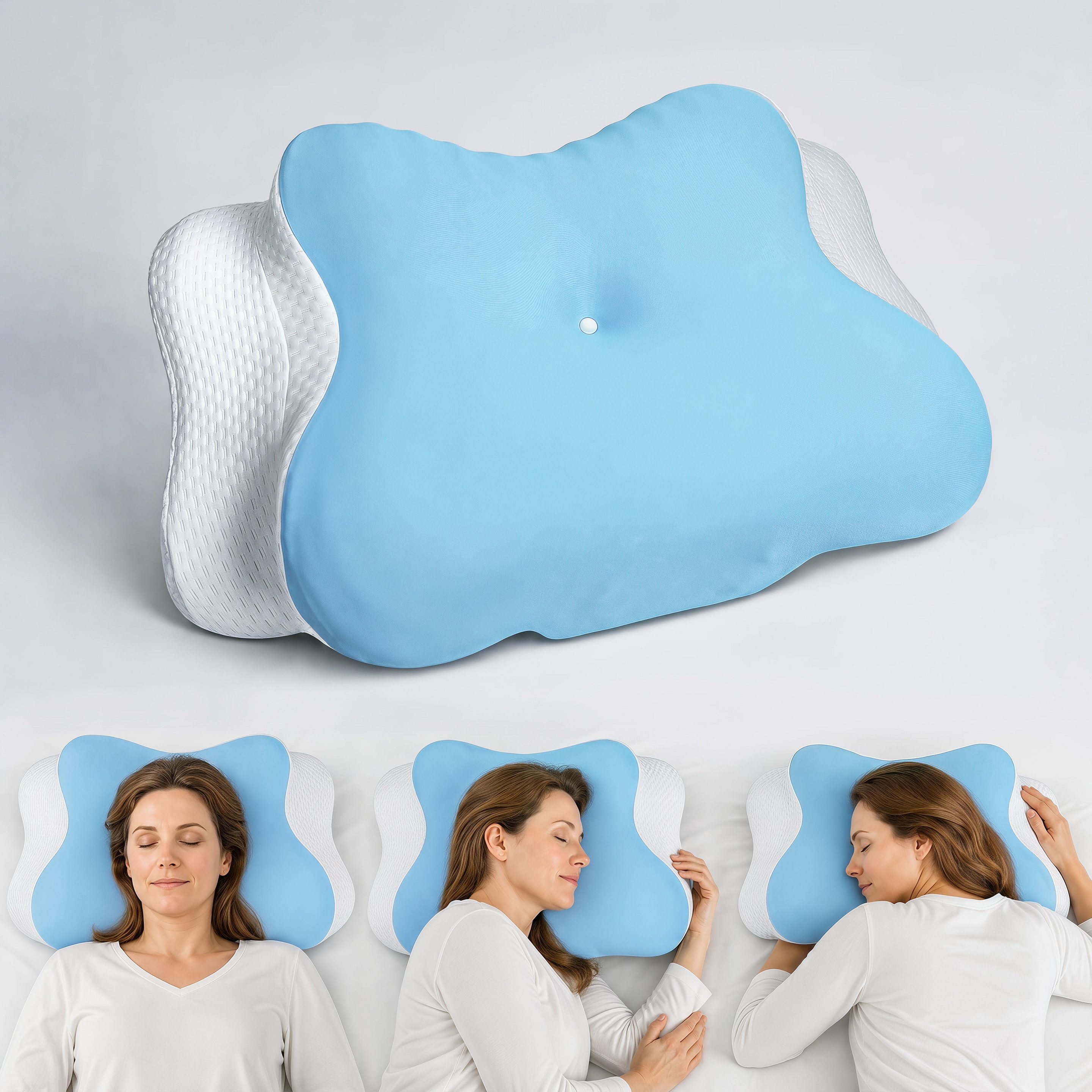 ANYSUN Nackenstützkissen Memory Foam Kissen, Orthopädisches Kopfkissen mit abnehmbarem Bezug, Füllung: 100% Polyurethan, Bezug: 87 % Polyamid, 13 % Elasthan, Seitenschläfer, Bauchschläfer, Rückenschläfer, 2 Höhen 9/14 cm Ergonomisches Kissen für alle Schlaftypen