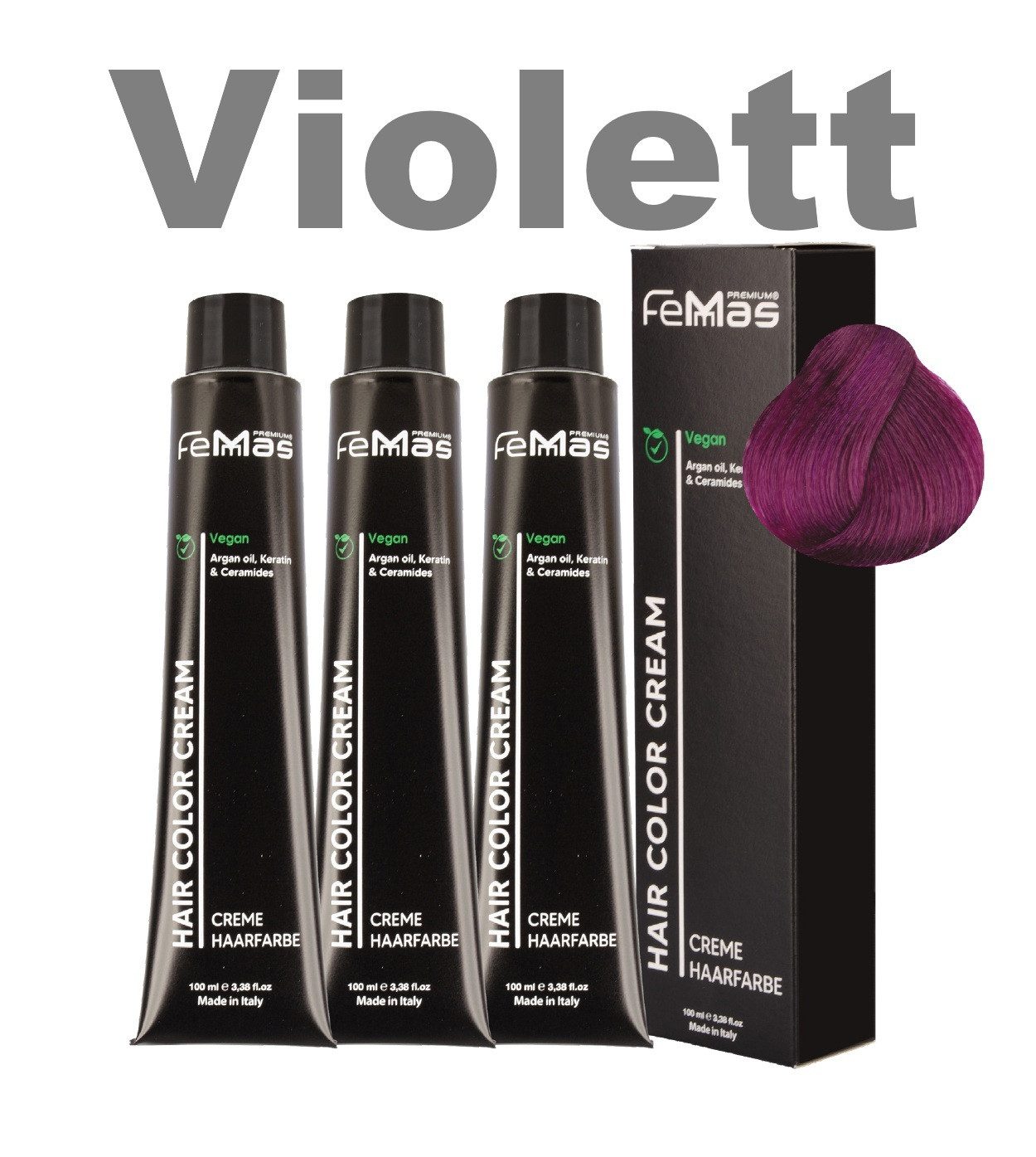 Haarfarbe FemMas professionelle Haarfarbe mit Arganöl 3 x 100 ml