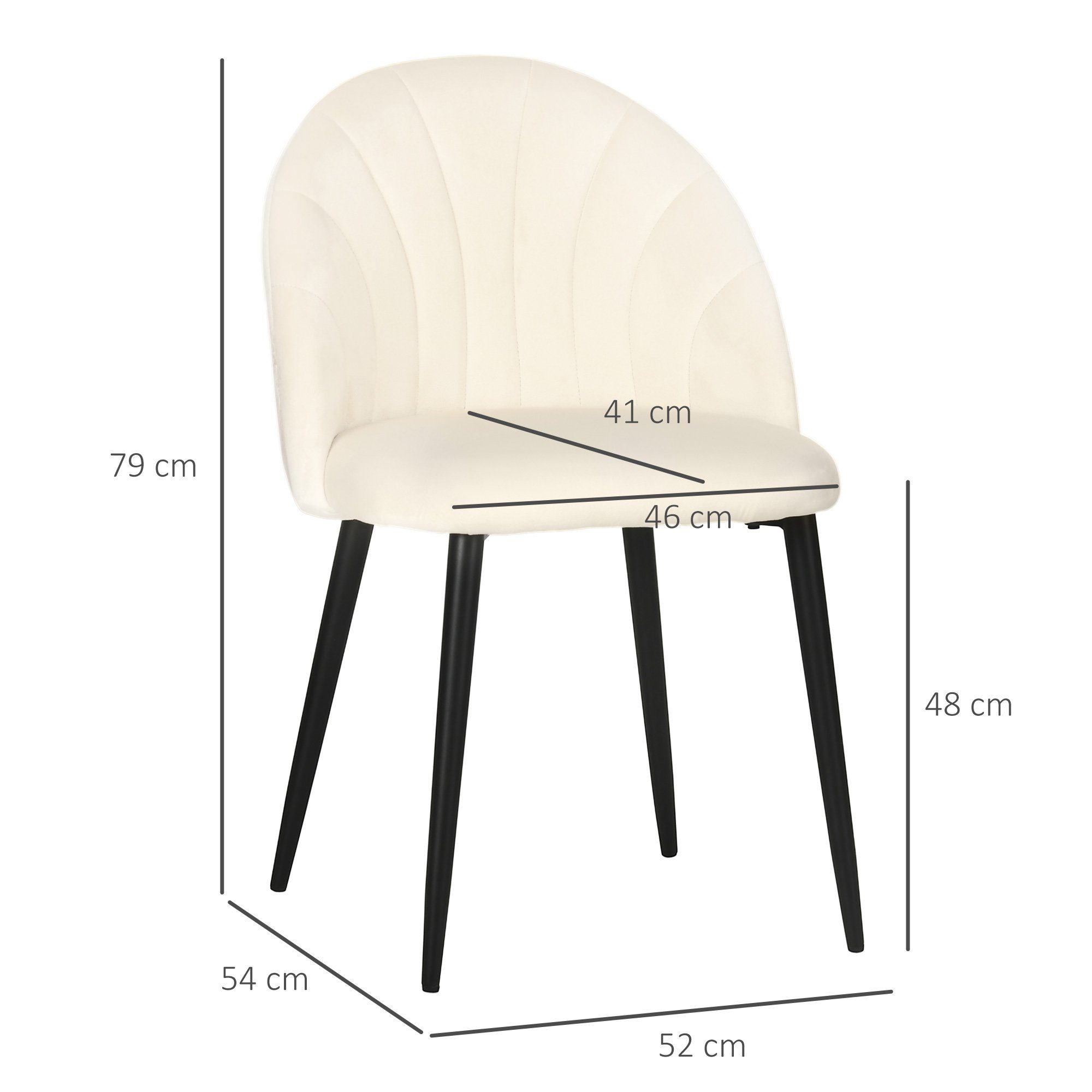 (Küchenstuhl, 2 mit Samtoptik Esszimmerstuhl mit Küchenstuhl  Polsterstuhl St), Rückenlehne HOMCOM