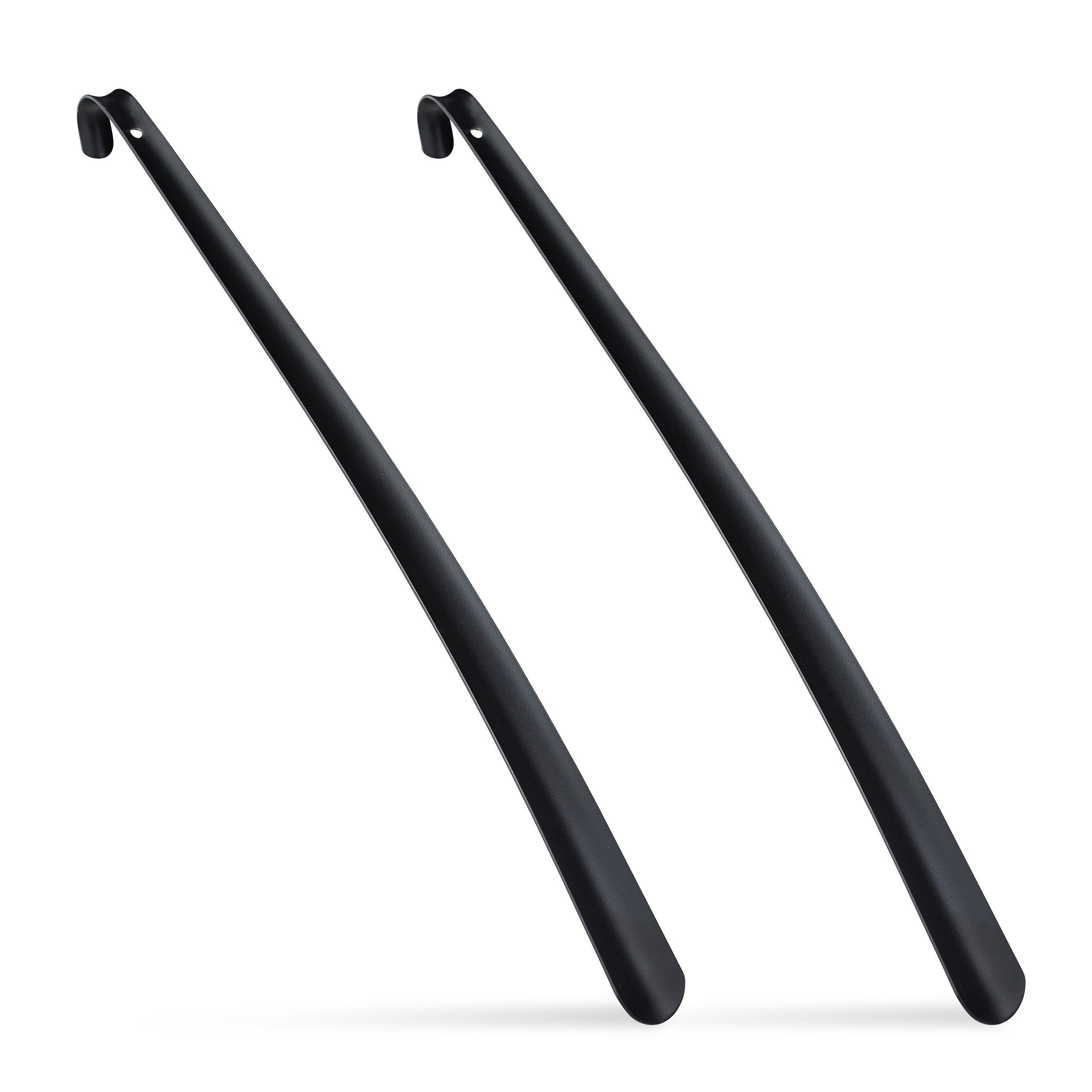 relaxdays Schuhlöffel Metall lang 2er Set, Schwarz
