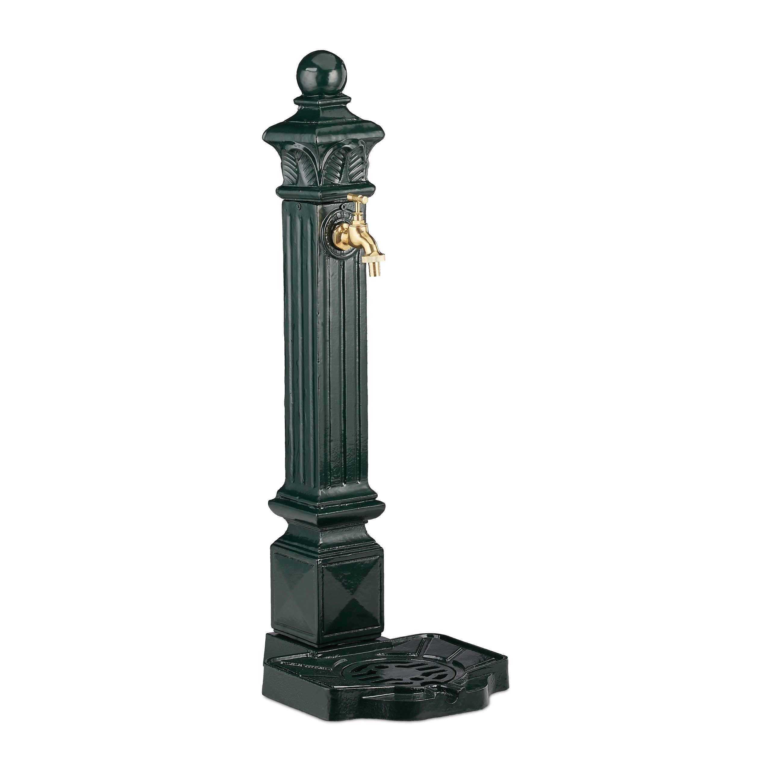 relaxdays Gartenbrunnen Standbrunnen Antik Säule, 28 cm Breite, Wasserbecken BxT: 12x2 cm, (1 tlg)