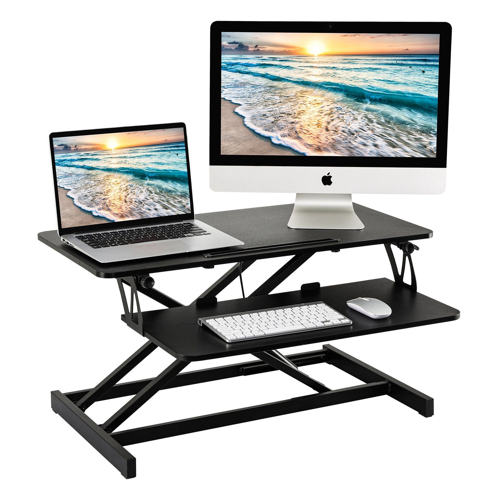 HomeGuru Ablagetisch Steh-Sitztisch,höhenverstellbar,Schreibtischaufsatz mit Tastaturablage (1-St., Packung) Schwarz