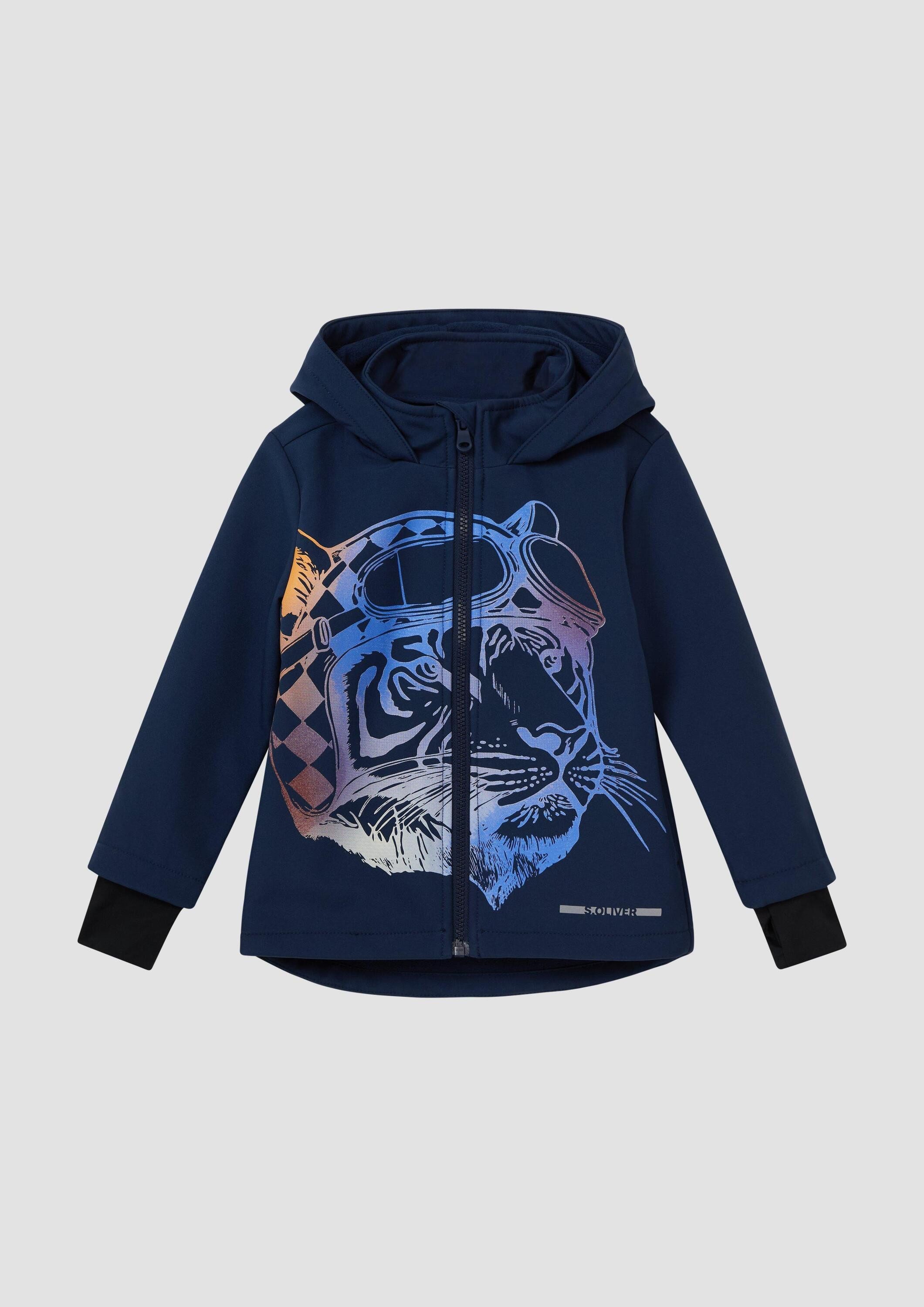 s.Oliver Funktionsjacke Outdoor-Jacke Wetterfeste Softshell-Jacke mit Fleece-Futter und fixierter Kapuze
