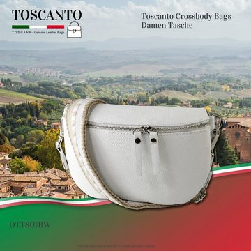 Toscanto Gürteltasche Toscanto Damen Gürteltasche Leder weiß (Gürteltasche), Damen Gürteltasche Leder, weiß, mehrfarbig ca. 25cm x ca. 15cm