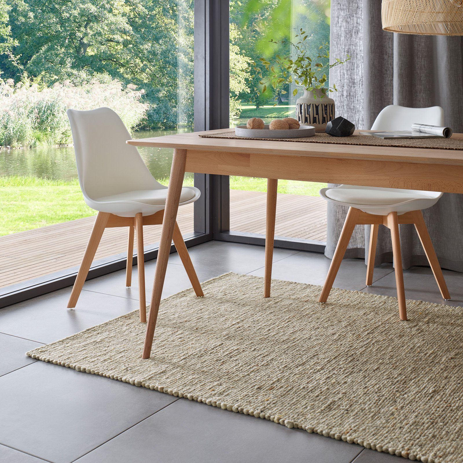 TaCa Home Wollteppich Handweb Woll-Teppich, rechteckig, Höhe: 10 mm, Grau Beige